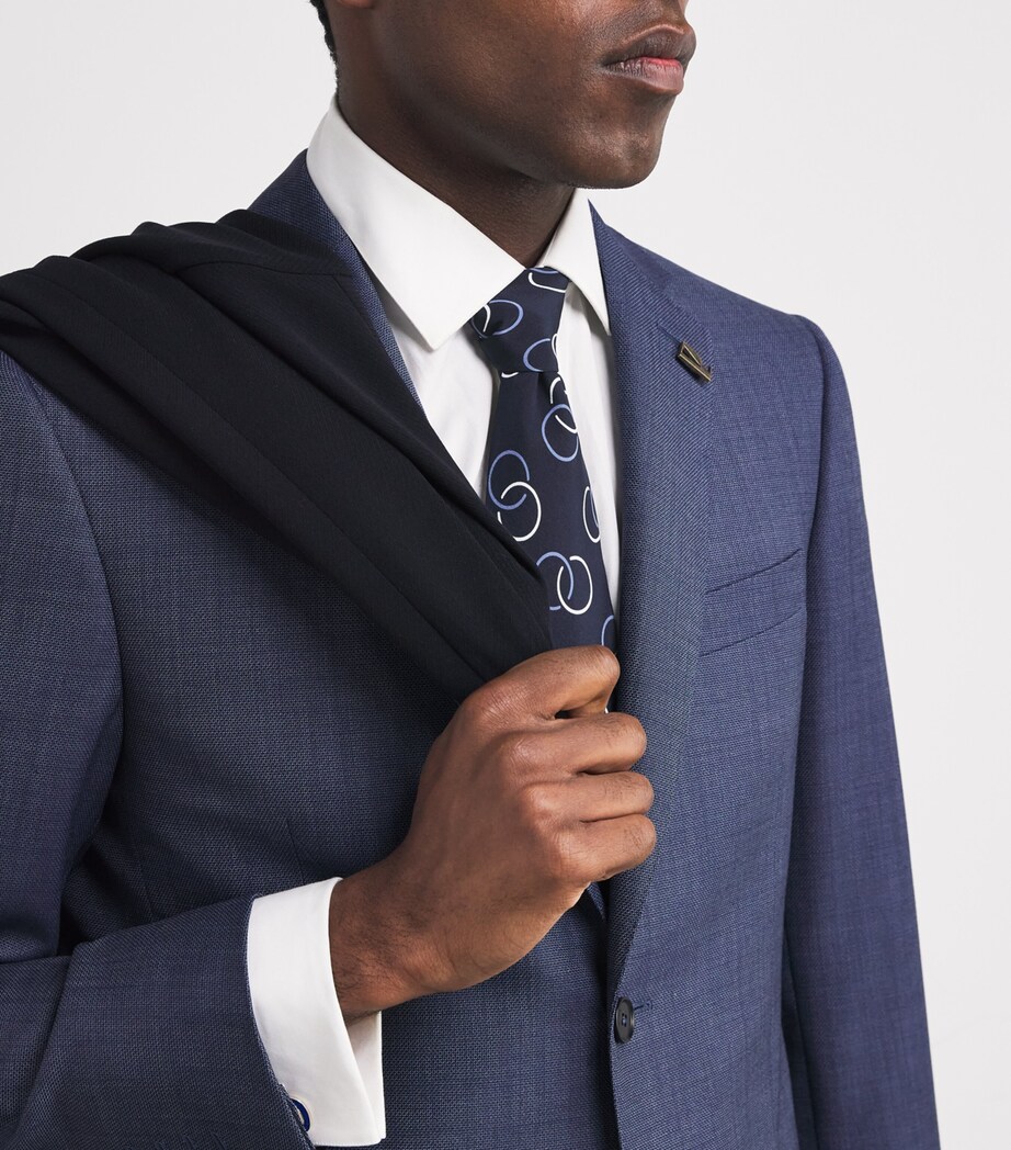 Ralph Lauren Purple Label Silk Crepe Linked Circles Tie Navy Image 2