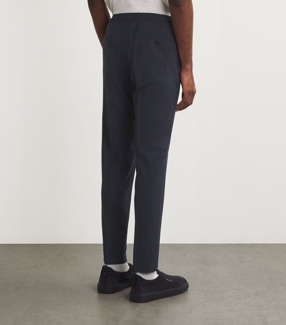 Virgin Wool Drawstring Trousers 002 DARK BLUE Image 4