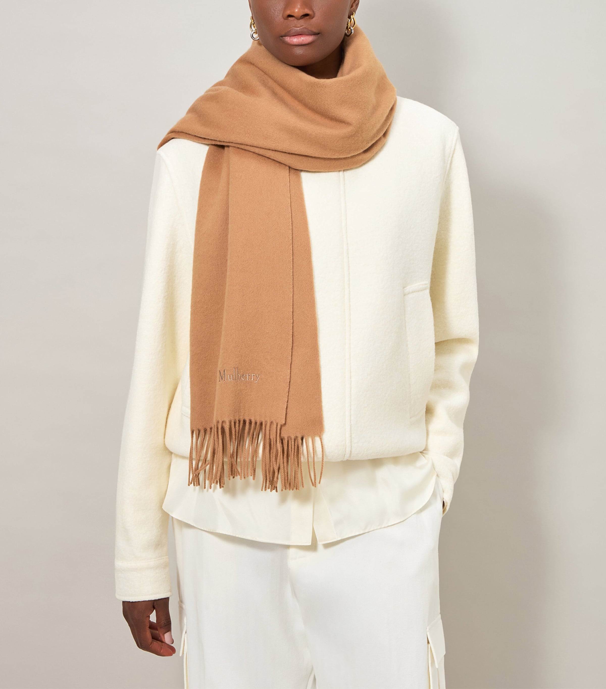 Mulberry Merino Wool Scarf Camel Image 2
