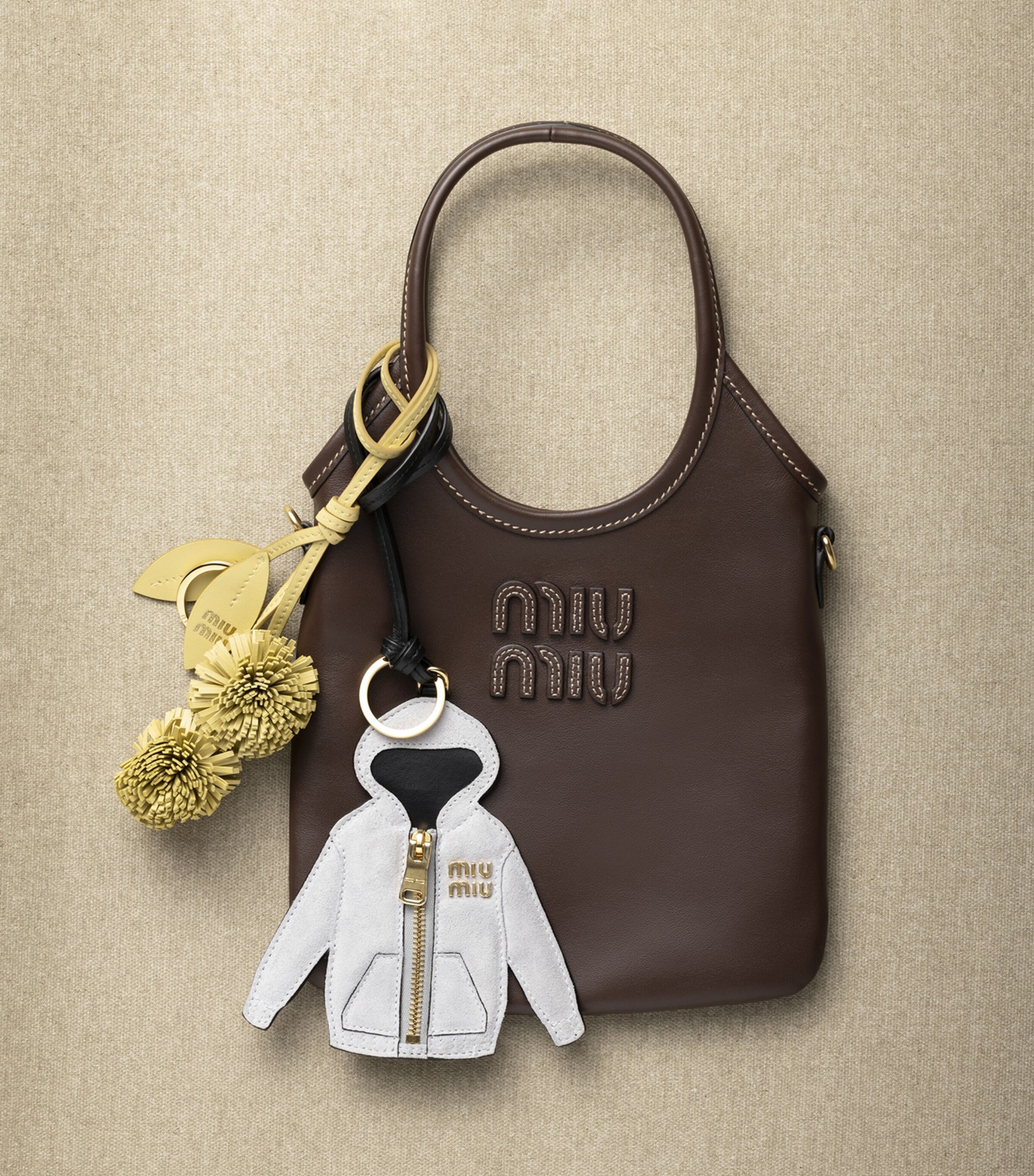 Miu Miu Suede Zip-Up Hoodie Keyring | Harrods UK