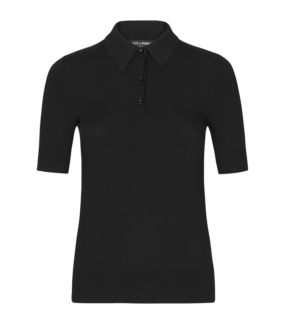 Knitted Polo Shirt N0000-BLACK Image 1