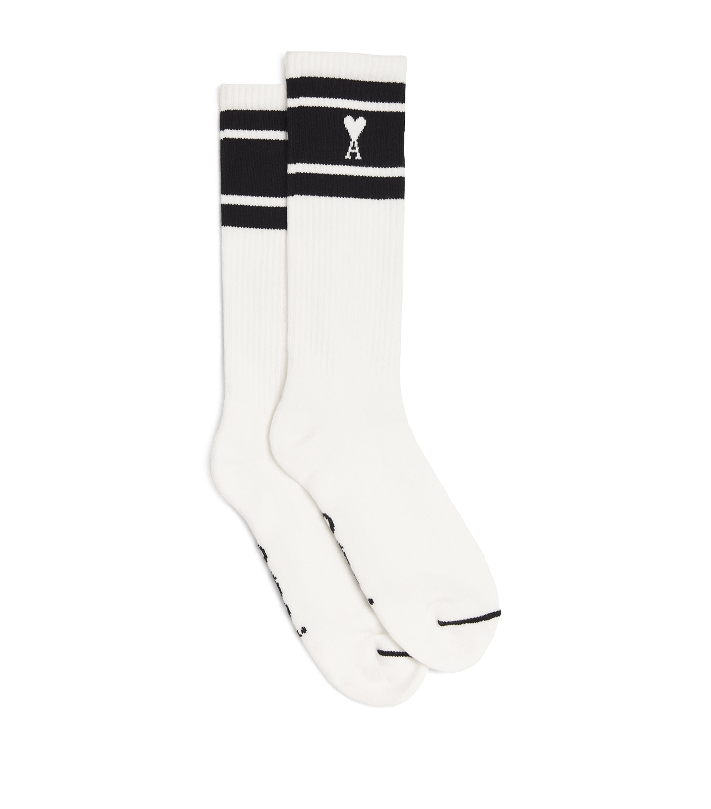 Shop Ami Alexandre Mattiussi Striped Ami De Coeur Socks In Black