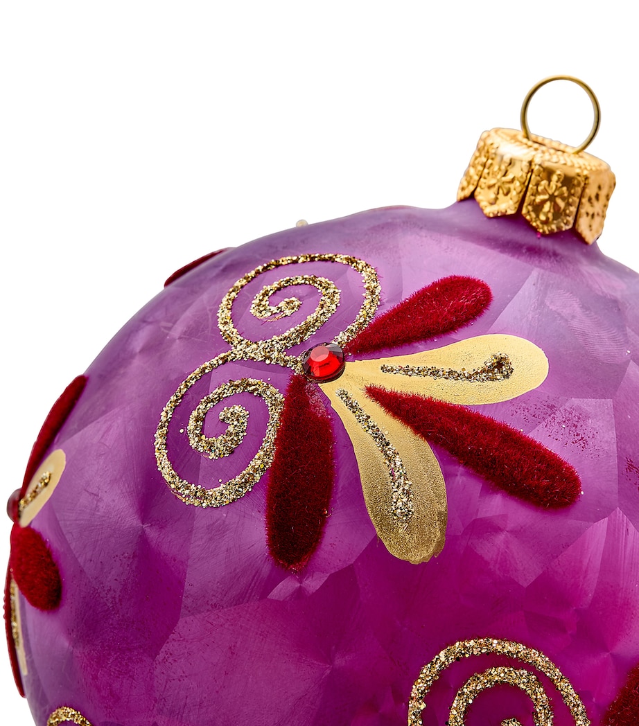 Glass Glitter-Detail Bauble EGGPLANT Image 2