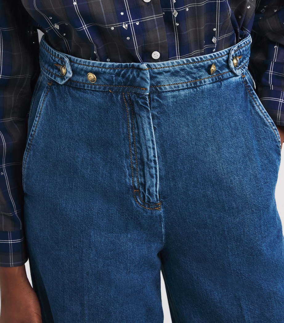 Button-Waist Wide-Leg Jeans BLUE JEAN Image 6