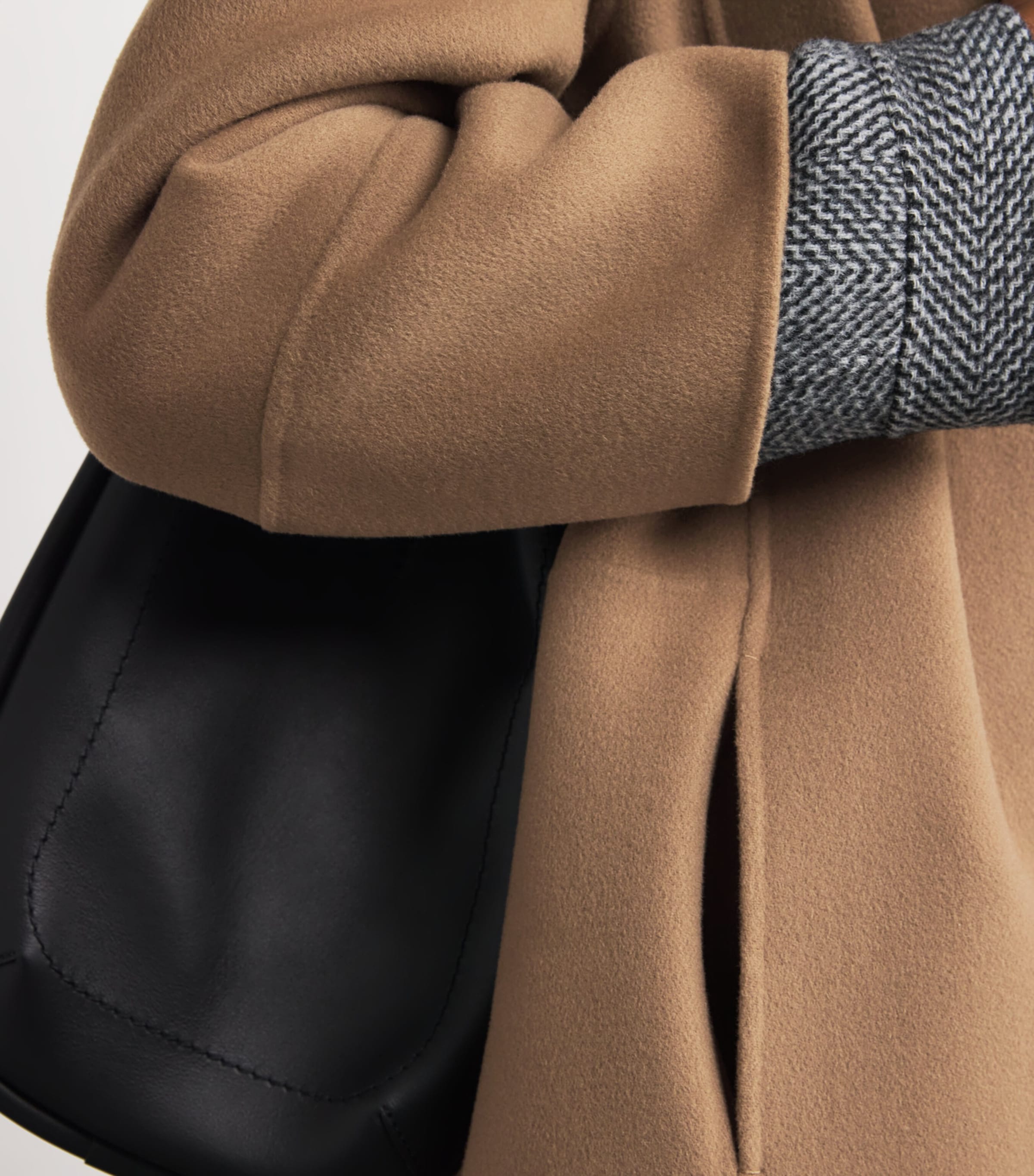 Virgin Wool Short Wrap Coat CAMEL Image 6