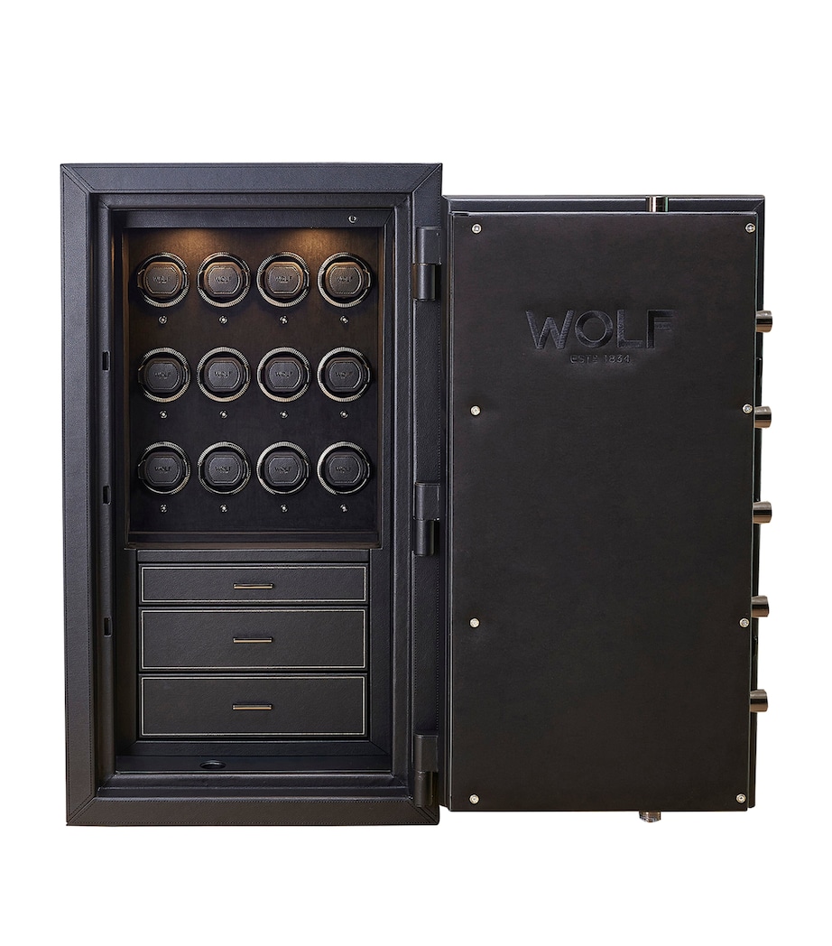 WOLF Athos 12 Piece Watch Winder and Jewellery Safe Black Image 2