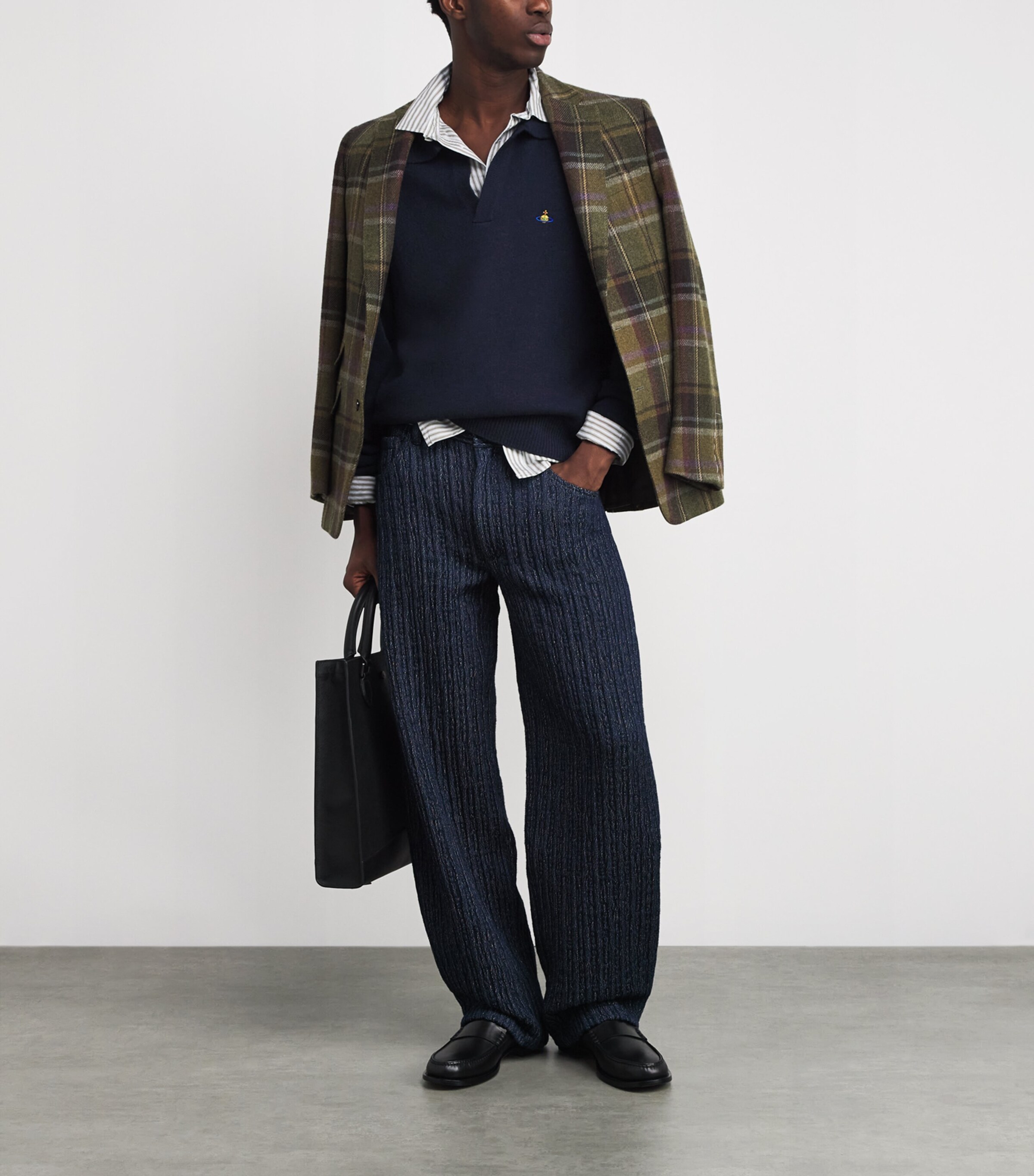 Merino Wool-Cashmere Orb Polo Sweater K410 NAVY Image 2