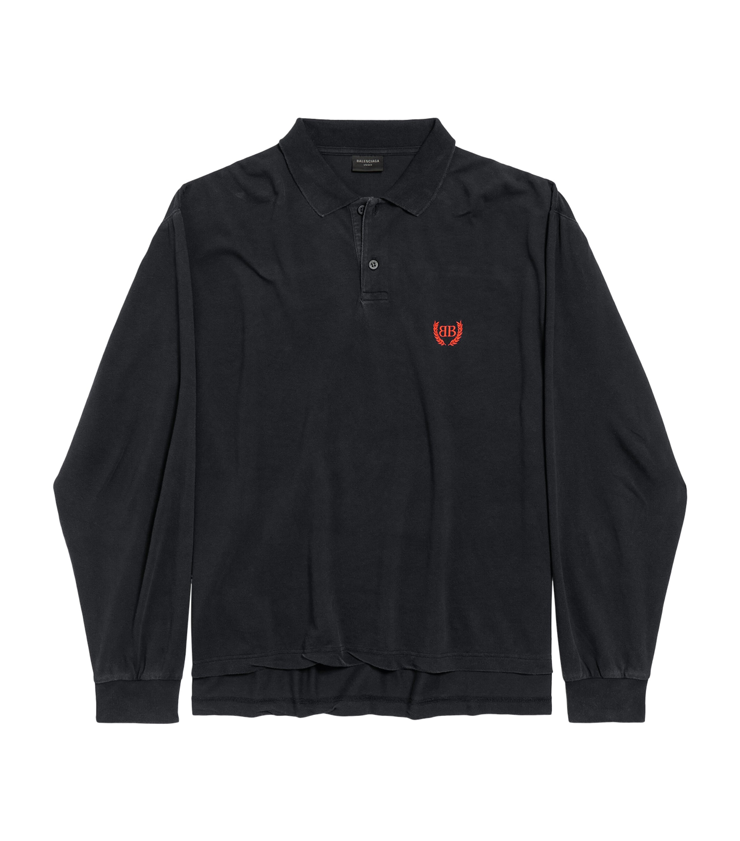 Balenciaga Regular Cotton Polo Shirt With Destroyed Effect In Black