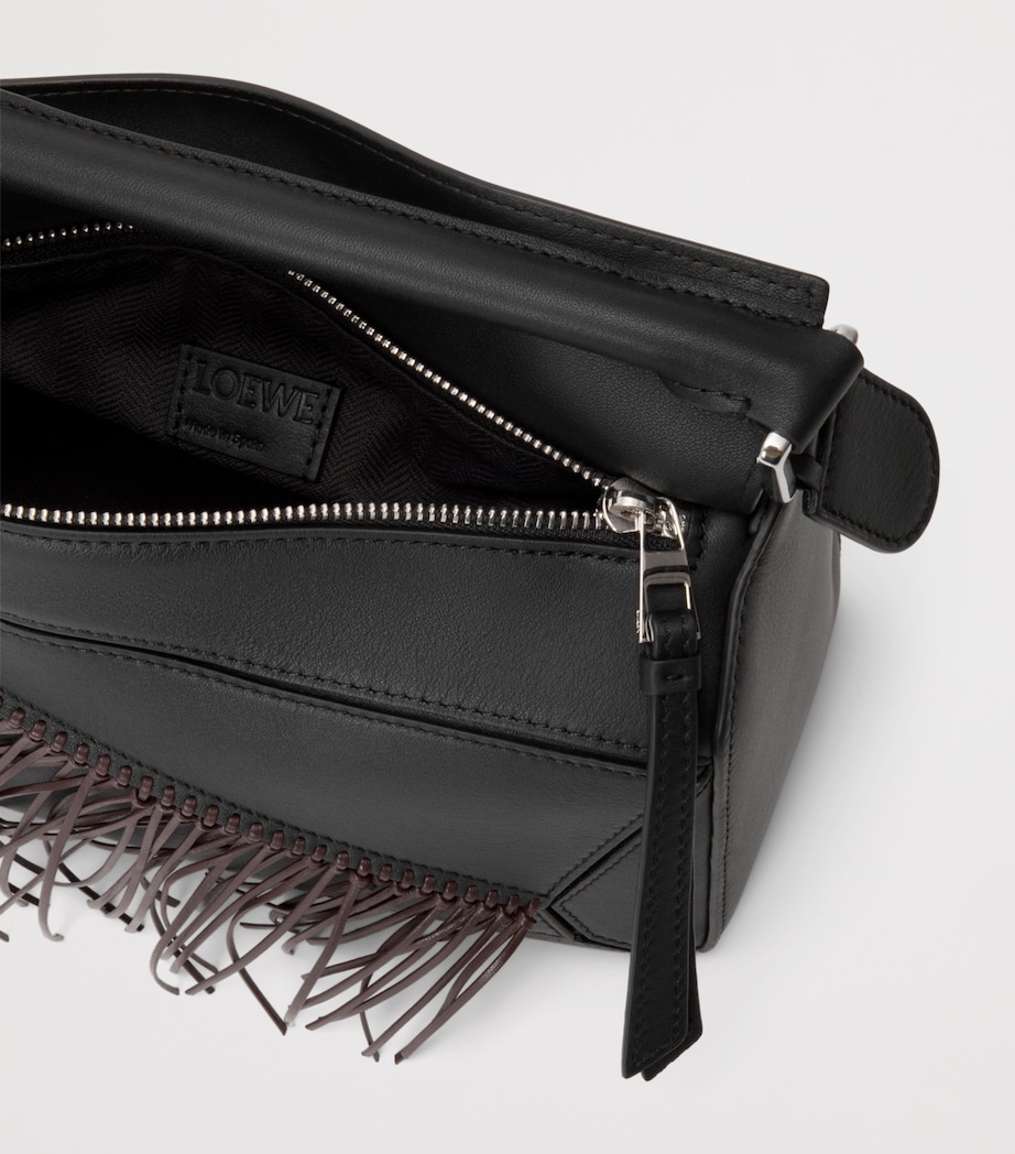 LOEWE Small Leather Puzzle Fringed Top-Handle Bag Black/dark Chestnut Image 6