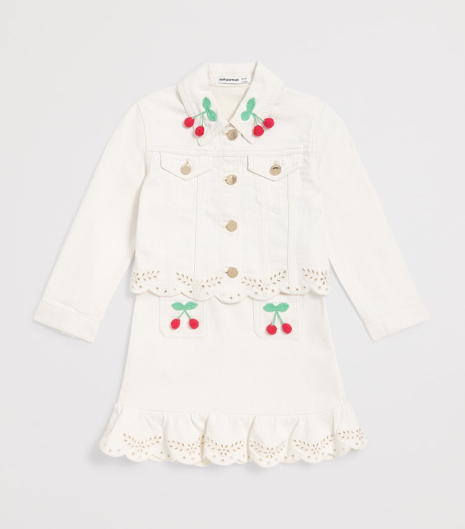 Self-Portrait Kids Cherry Denim Jacket (4-12 Years) Image 3