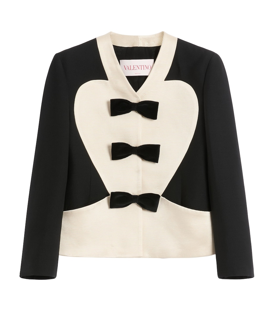 Virgin Wool-Silk Bow-Detail Blazer AUY Image 1