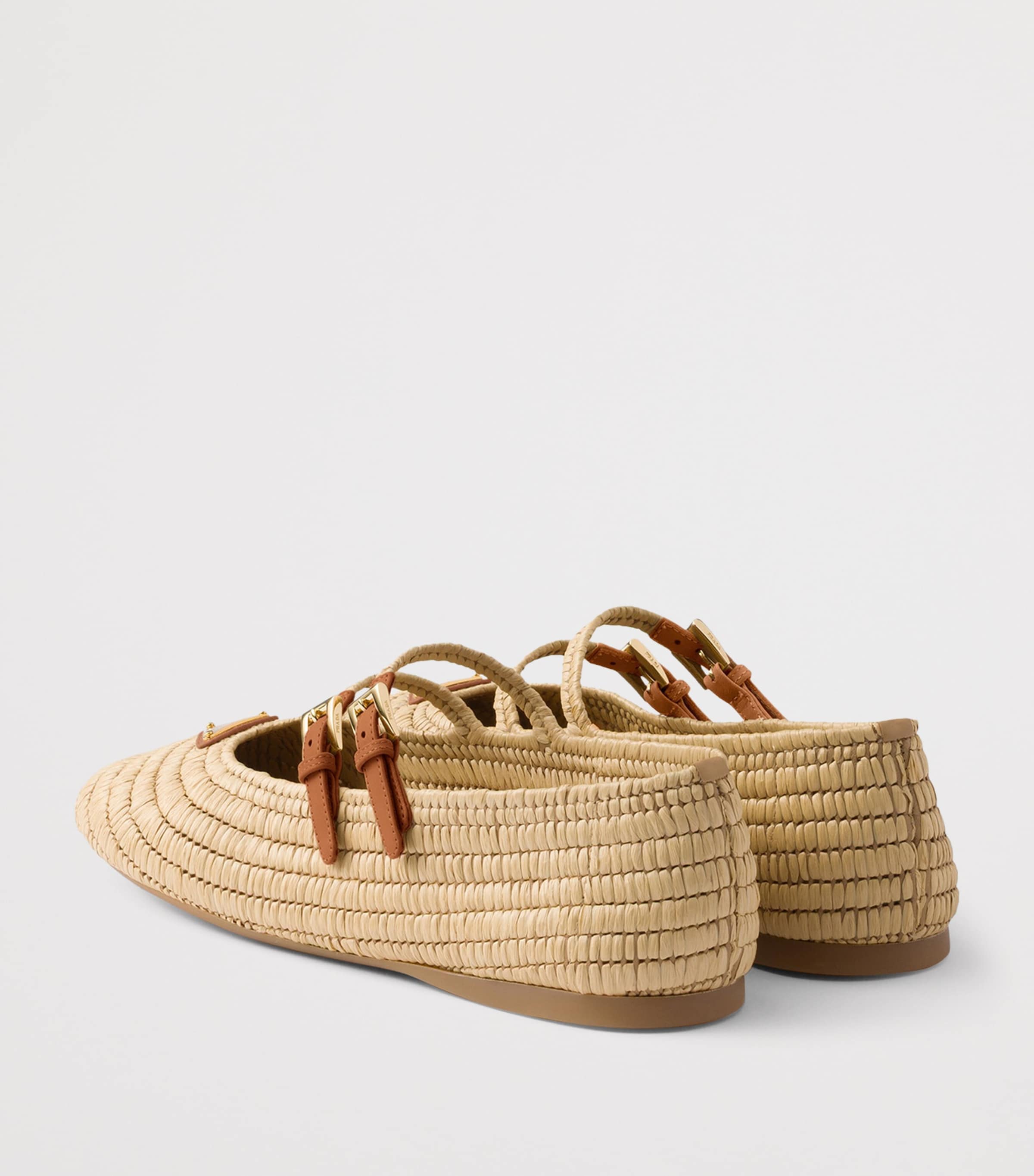 Prada Crochet Triangle Ballet Flats Neutral Image 5