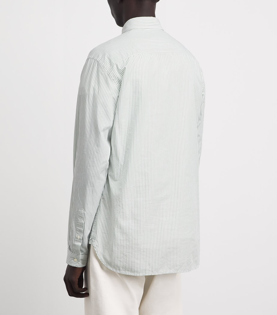 Oliver Spencer Mens Cotton Stripe Brook Shirt Green Image 5