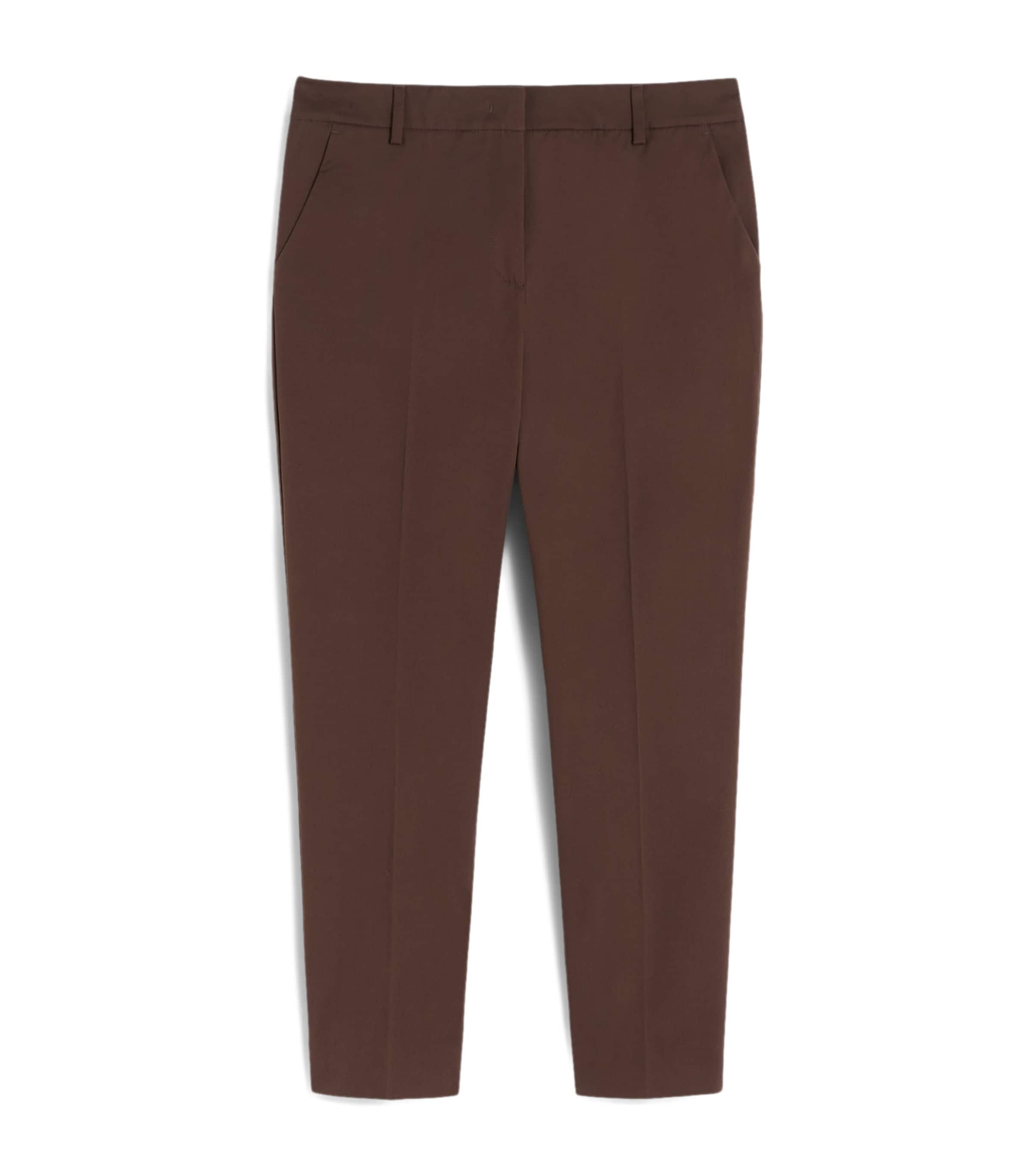 Weekend Max Mara Womens Cotton-Blend Cropped Slim Trousers Chocolate Image 1