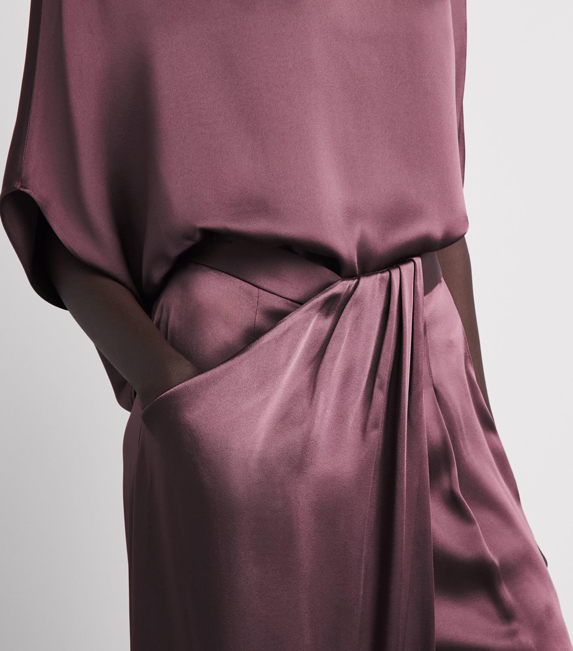 LAPOINTE Womens Satin Wide-Leg Trousers Dark Mauve Image 3