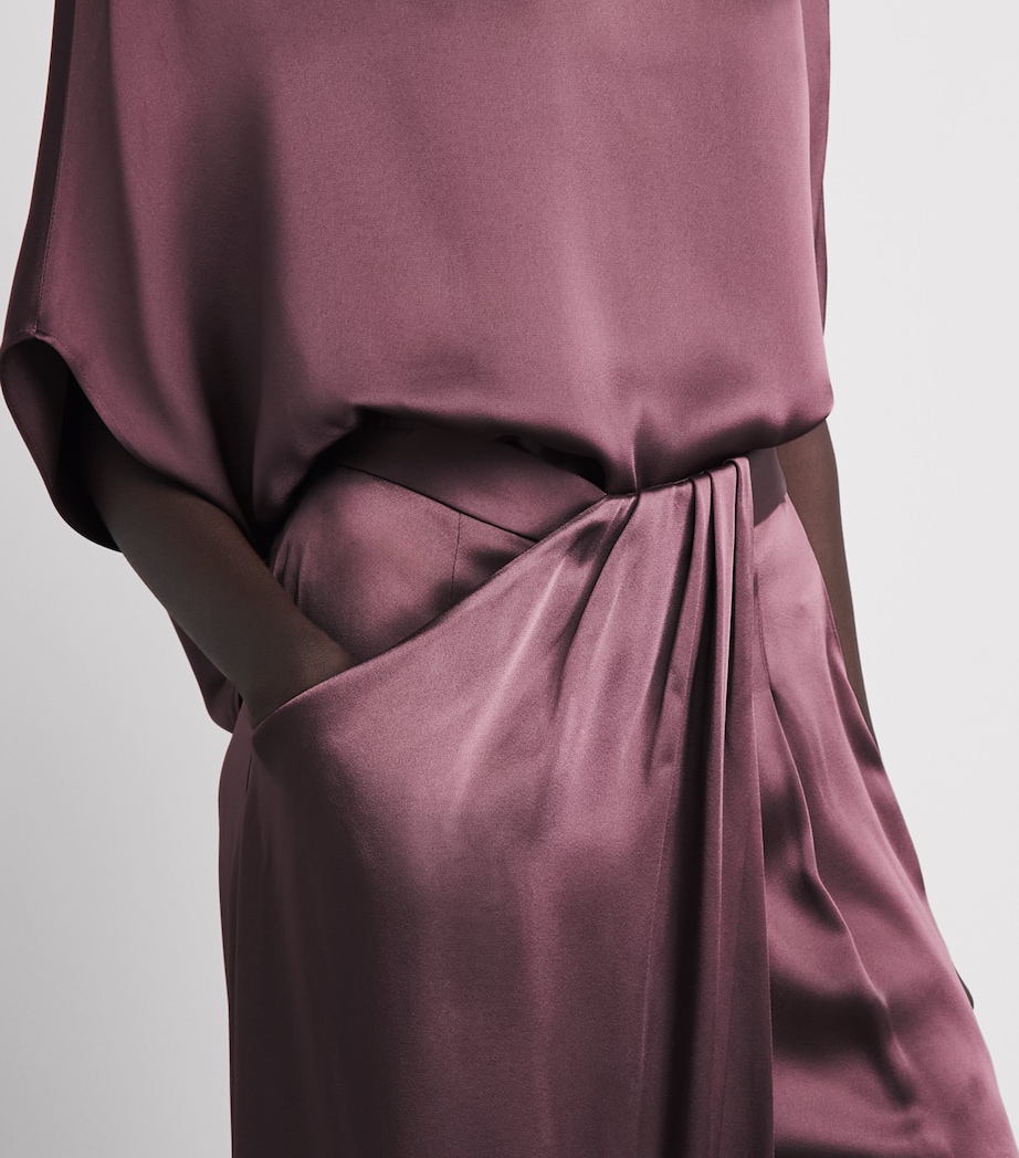 LAPOINTE Womens Satin Wide-Leg Trousers Dark Mauve Image 3