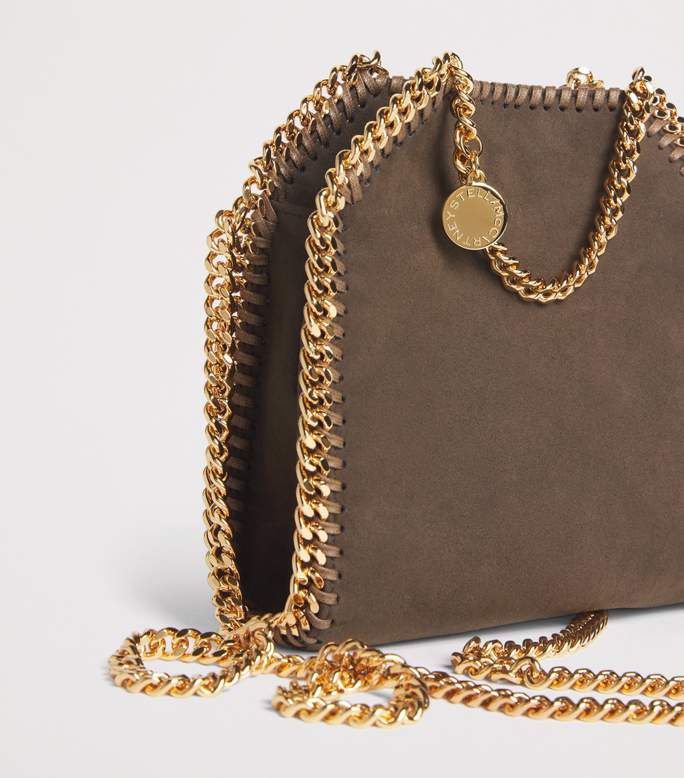 Tiny Faux Suede Fallabella Tote Bag 2017 MOKA Image 6