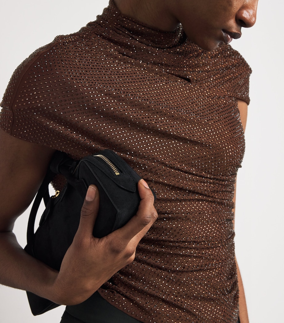 Embellished Draped Top BROWN Image 6