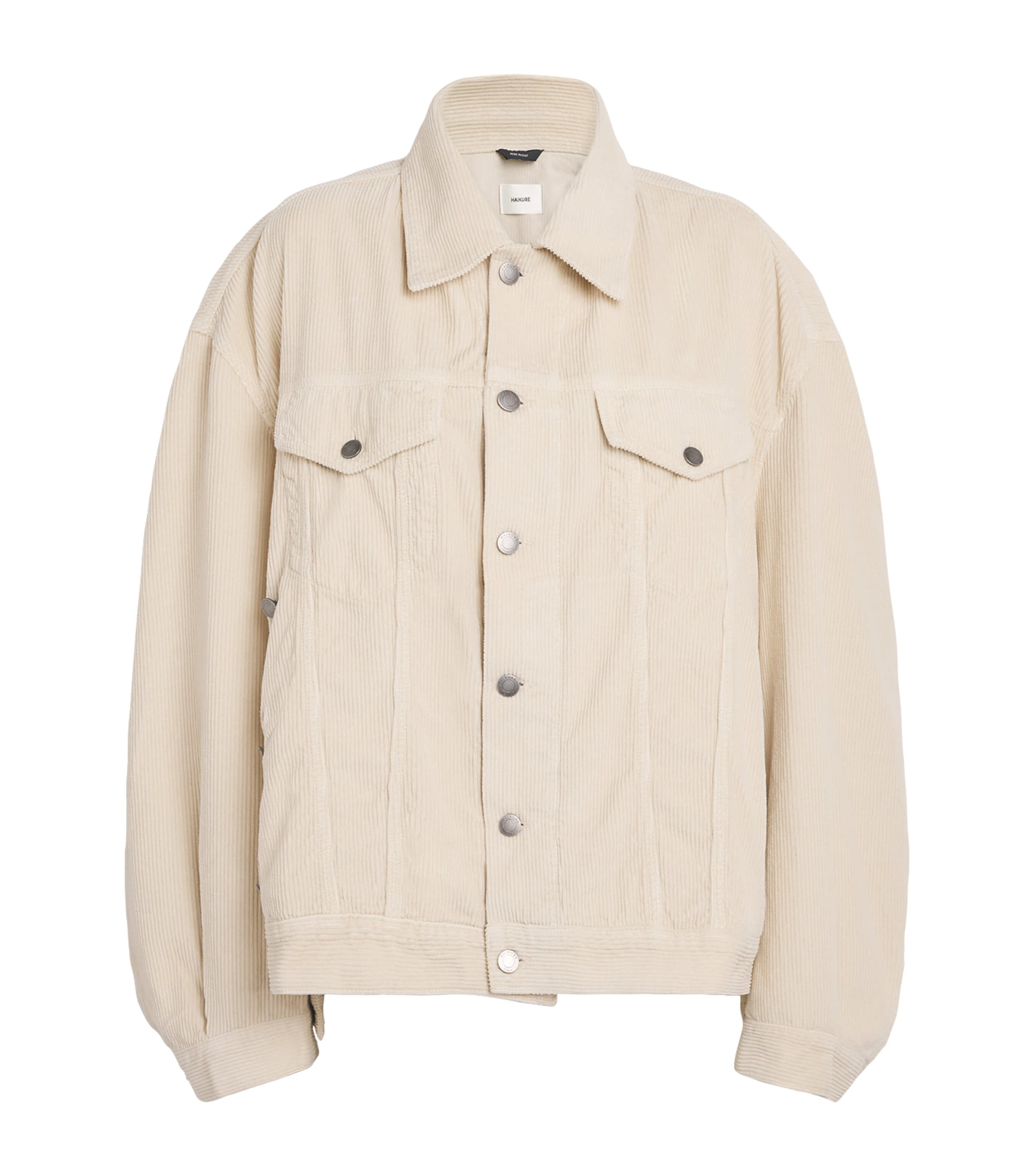 Haikure Corduroy Jacket Oversized Chest Pockets In Neutral