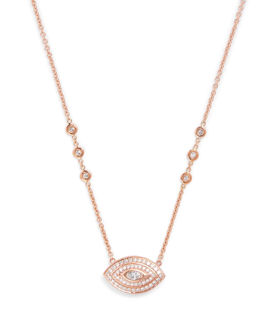 Rose Gold and Diamond Evil Eye Necklace ROSE GOLD Image 1