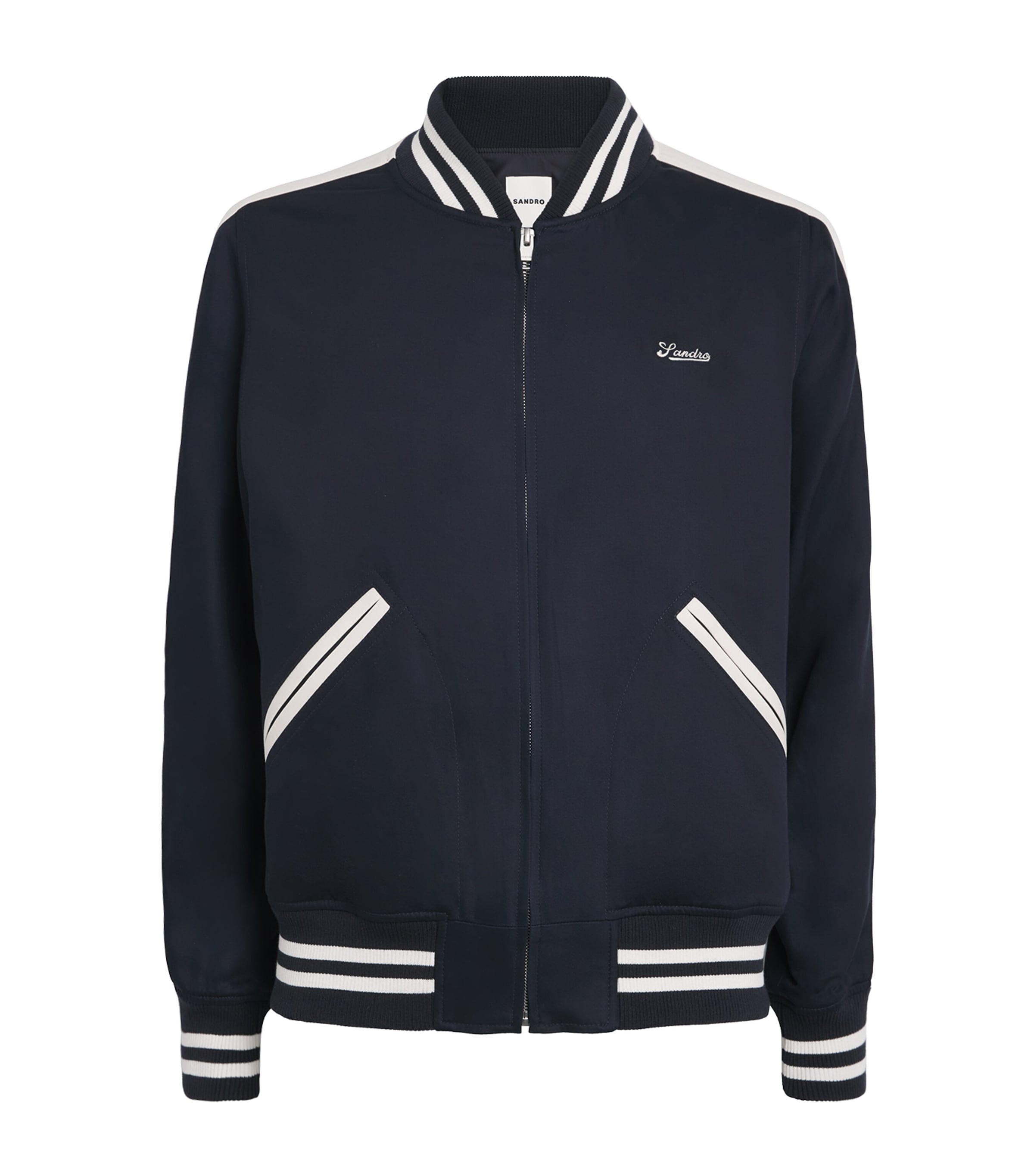 Sandro Varsity Bomber Jacket In Blue