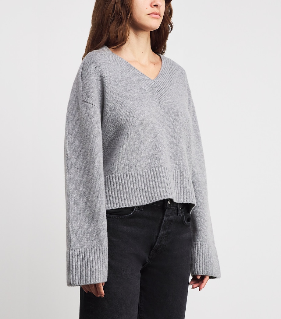 Wool-Cashmere Gazette Puzzle Sweater HEATHER GREY Image 3