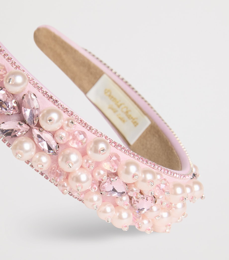 Faux Pearls and Crystal Headband X-PINK Image 3