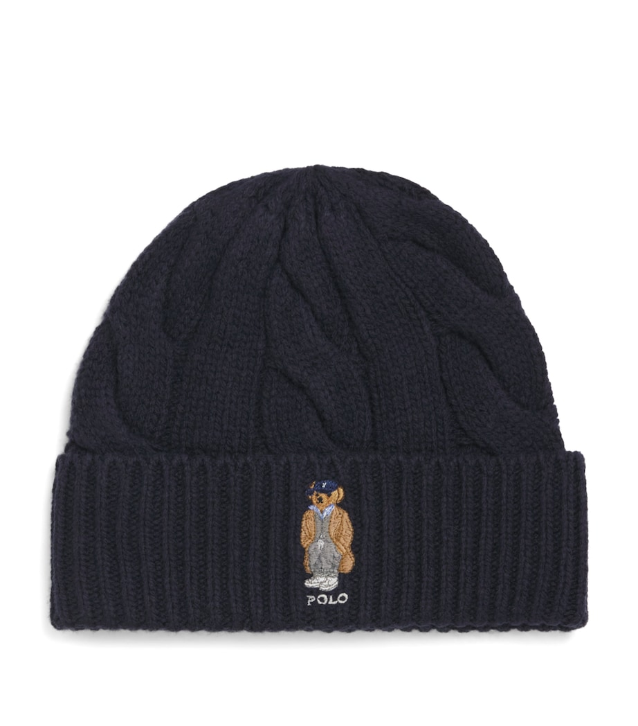 Wool-Blend Polo Bear Beanie NAVY Image 1