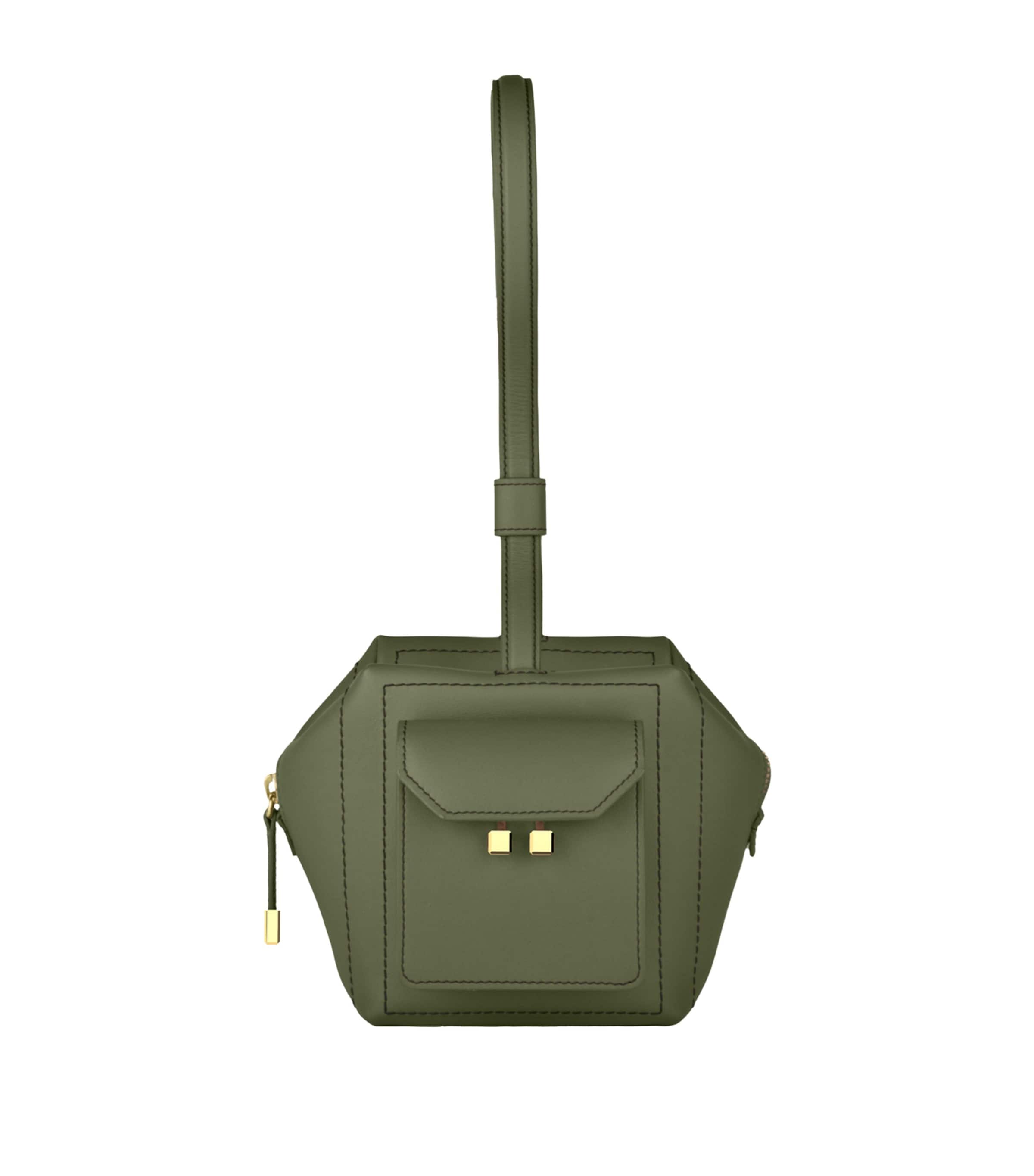 Mini Leather Ice Cube Top-Handle Bag KHAKI Image 1