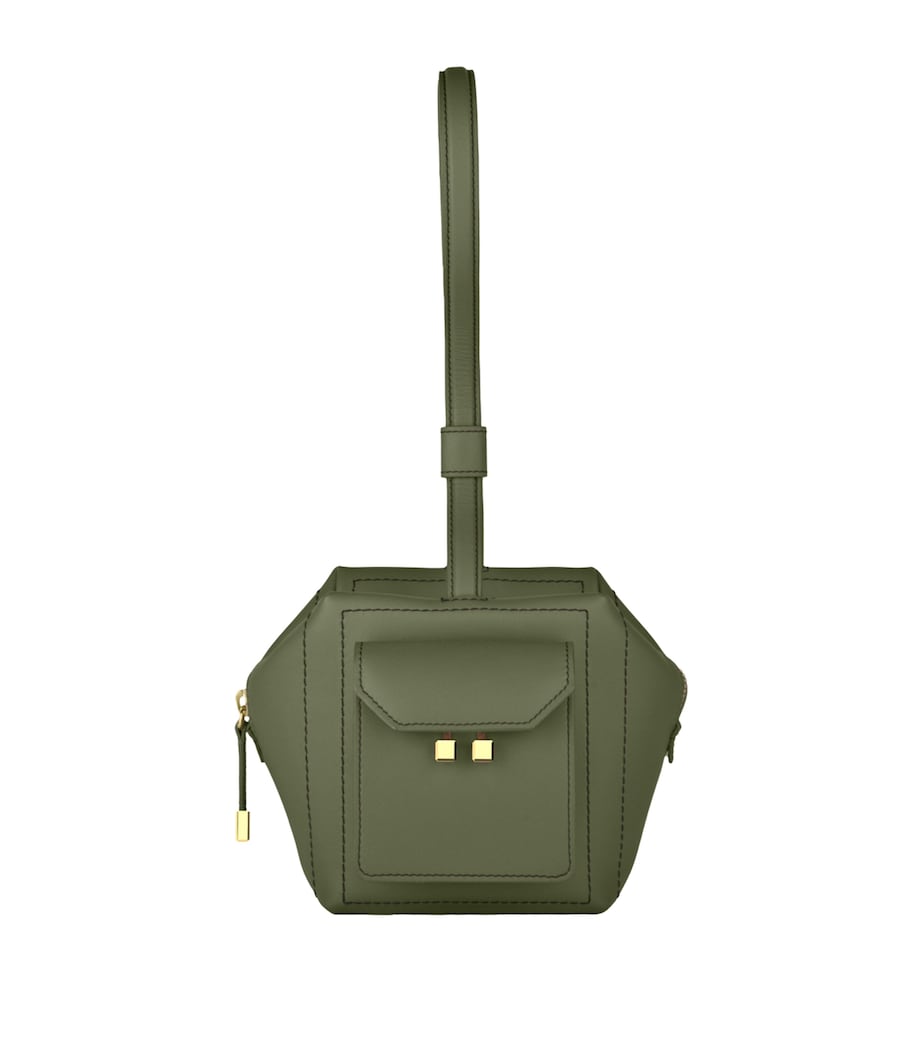 Mini Leather Ice Cube Top-Handle Bag KHAKI Image 1