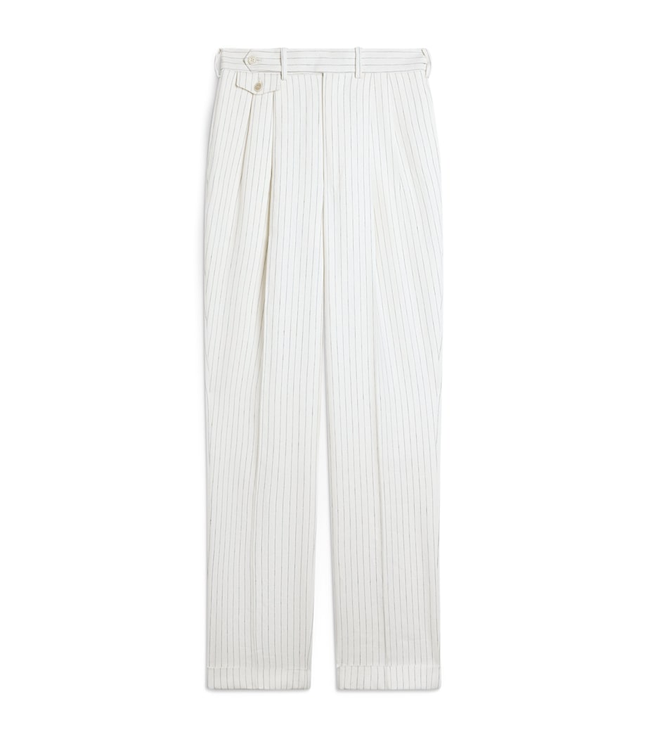 Dunhill Mens Linen Pinstripe Tailored Trousers Image 1