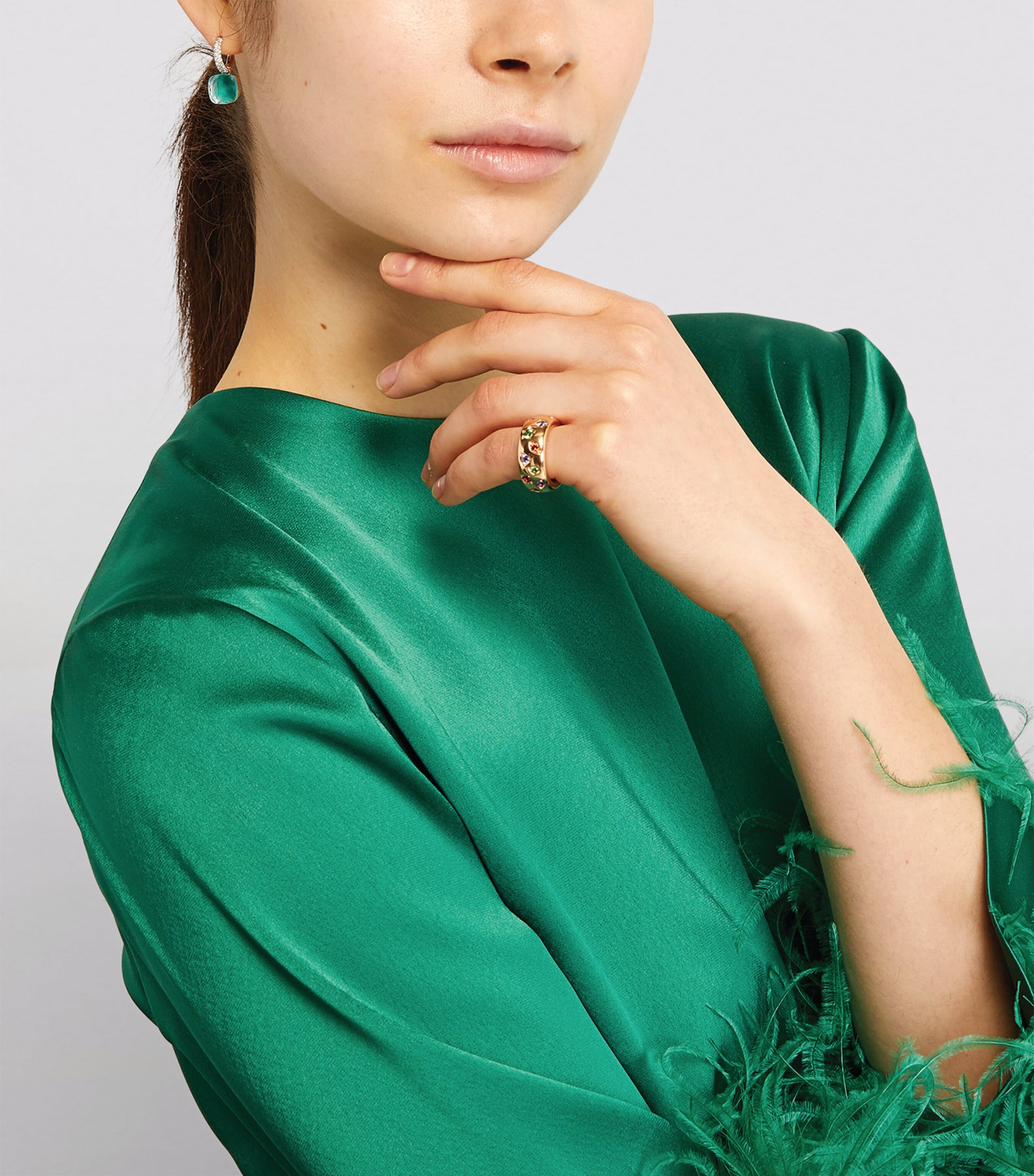 White Gold, Diamond, Blue Topaz and Agate Nudo Classic Drop Earrings B0YAV Image 5