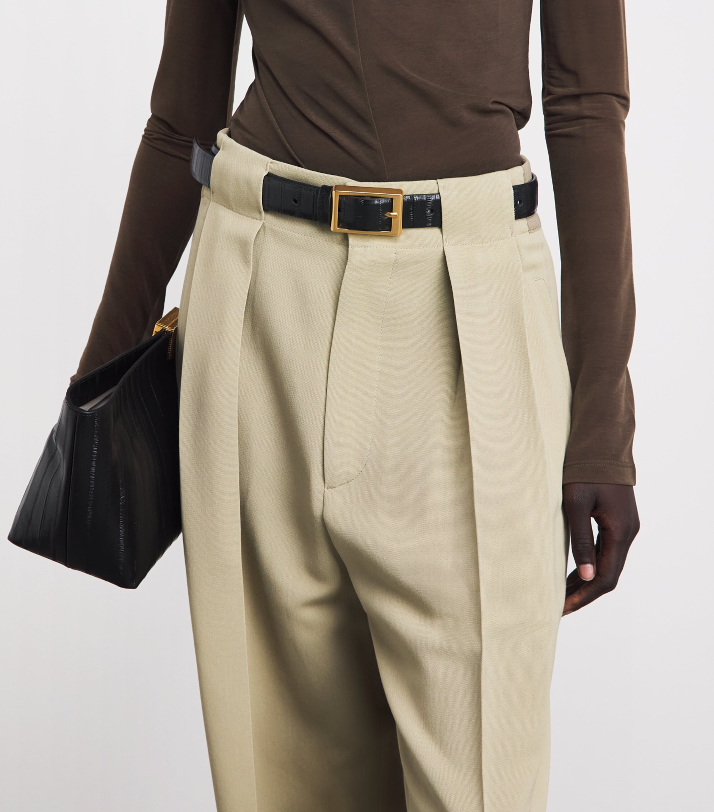 CAMILLA AND MARC Embossed Leather Sonny Buckle Belt Dblk Black Image 2