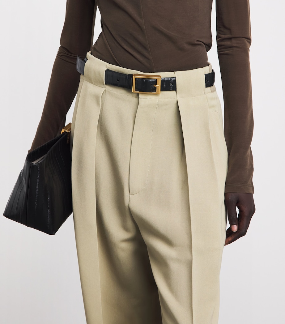 CAMILLA AND MARC Embossed Leather Sonny Buckle Belt Dblk Black Image 2