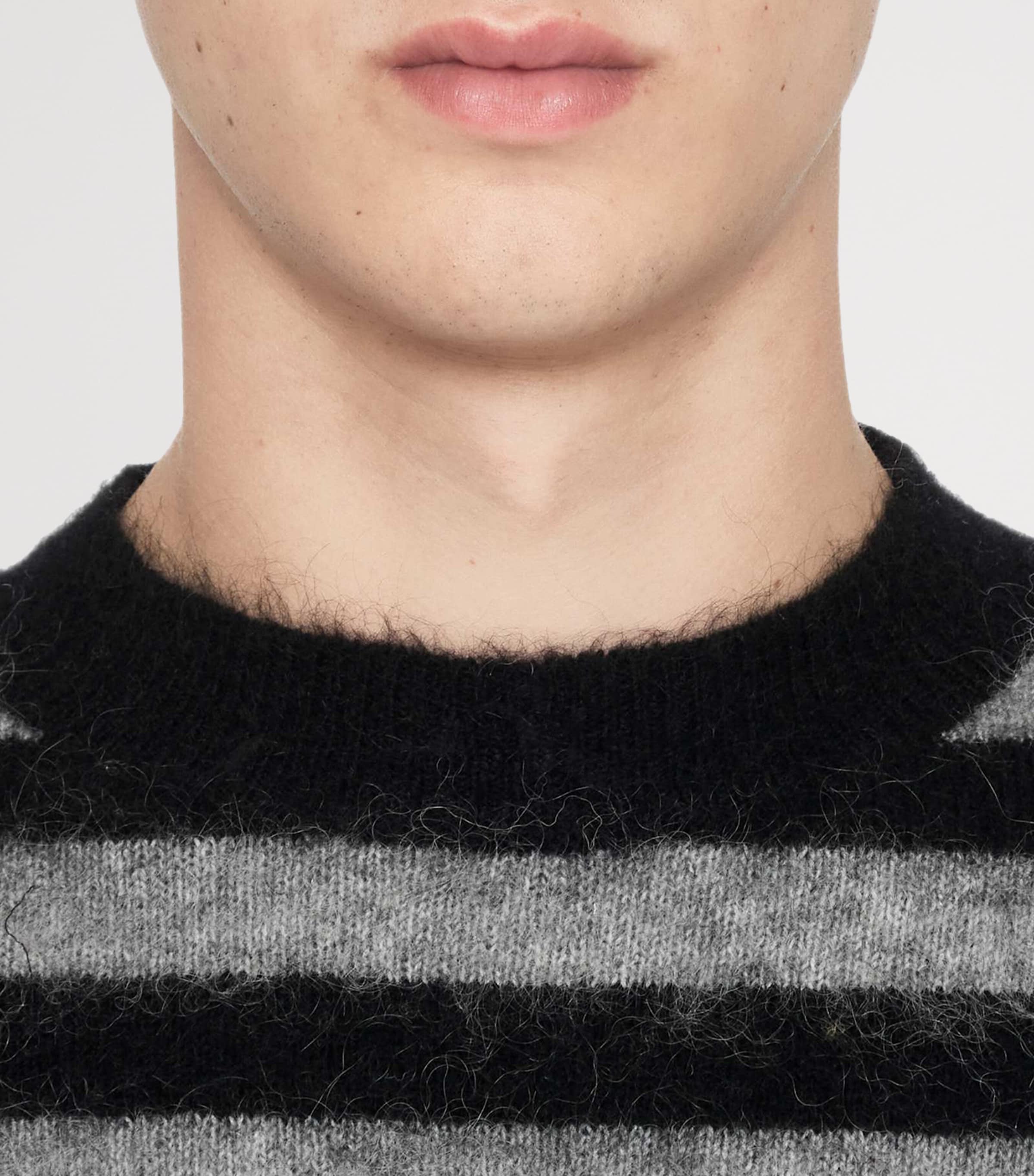 AllSaints Mens Wool-Mohair-Blend Harry Stripe Sweater Blk/monument Grey Image 5