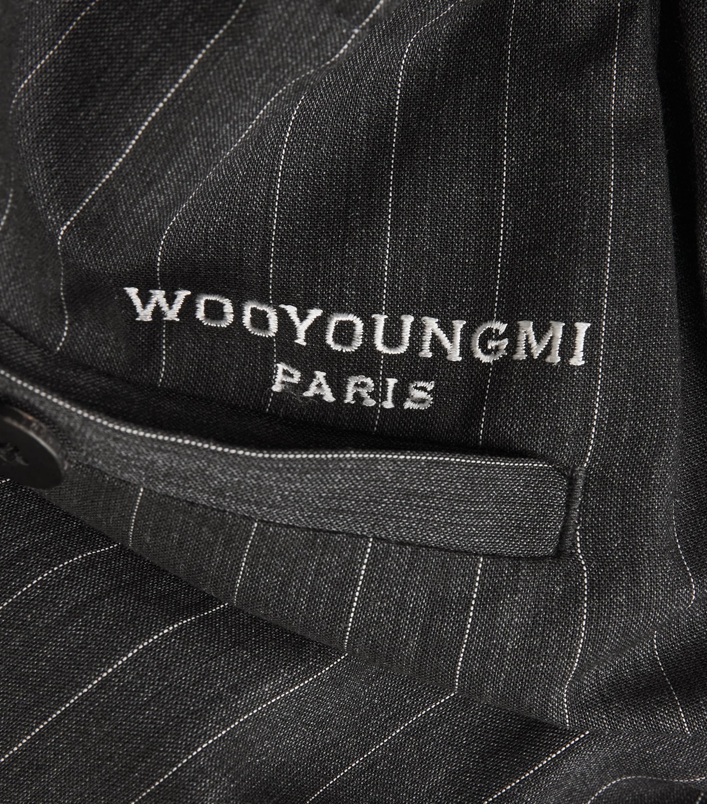 Wooyoungmi Mens Wool-Blend Pinstripe Wide-Leg Trousers Grey Image 6