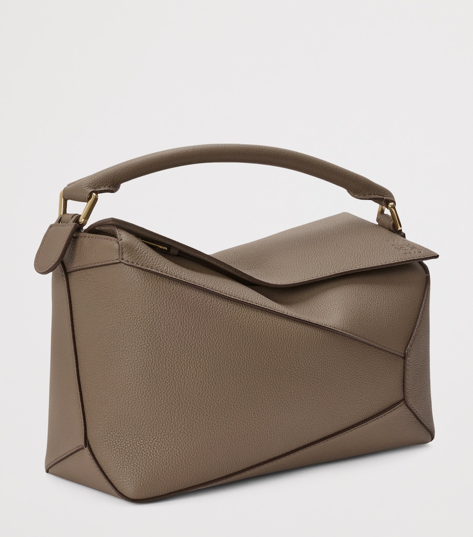 Medium Leather Puzzle Edge Top-Handle Bag TAUPE Image 2