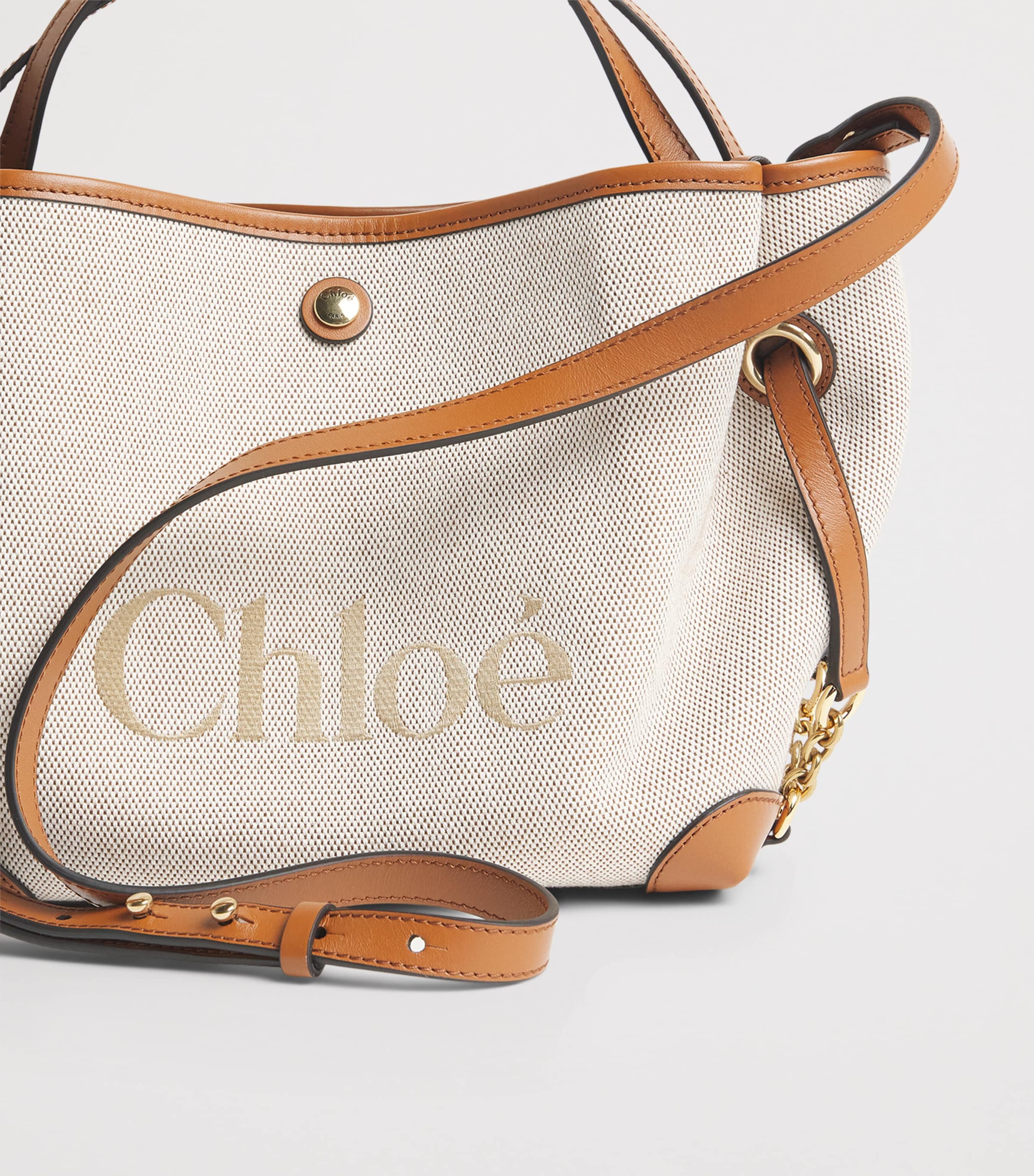 Chloé Small Canvas Clover Carry Top-Handle Bag Clay Brown Image 4