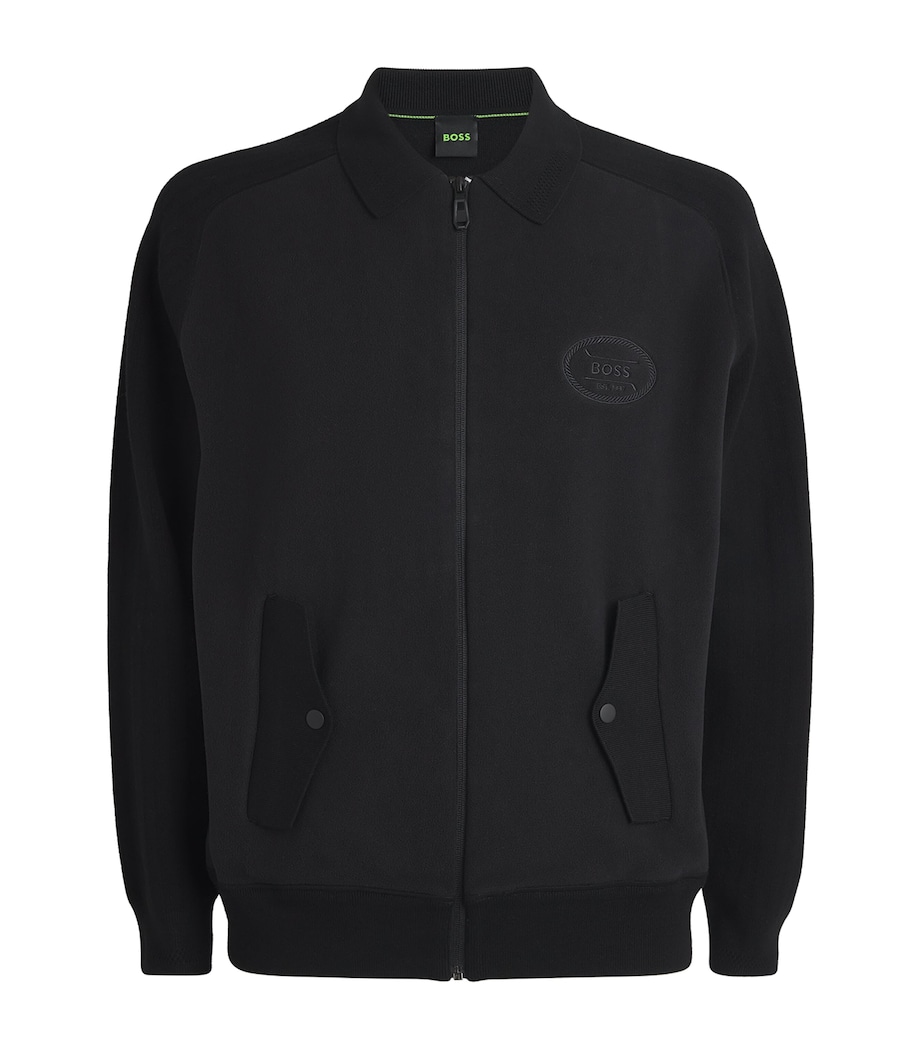 Fleece Logo Polo Jacket 001BLACK Image 1
