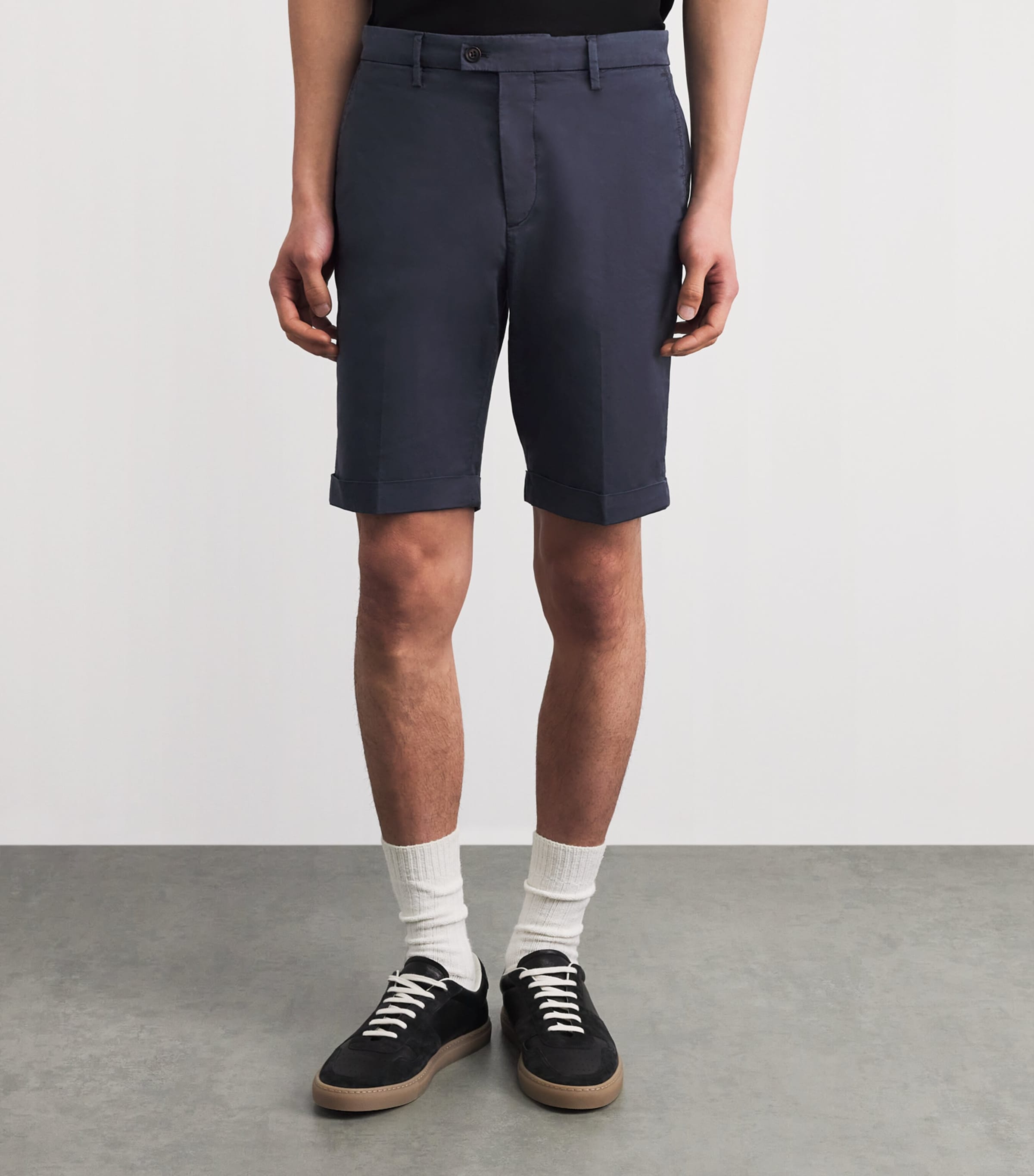 Corneliani Mens Bermuda Chino Shorts Navy Blue Image 4