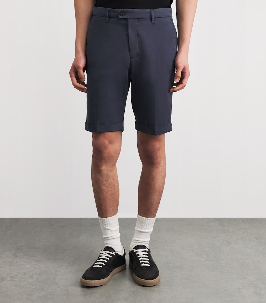 Corneliani Mens Bermuda Chino Shorts Navy Blue Image 4