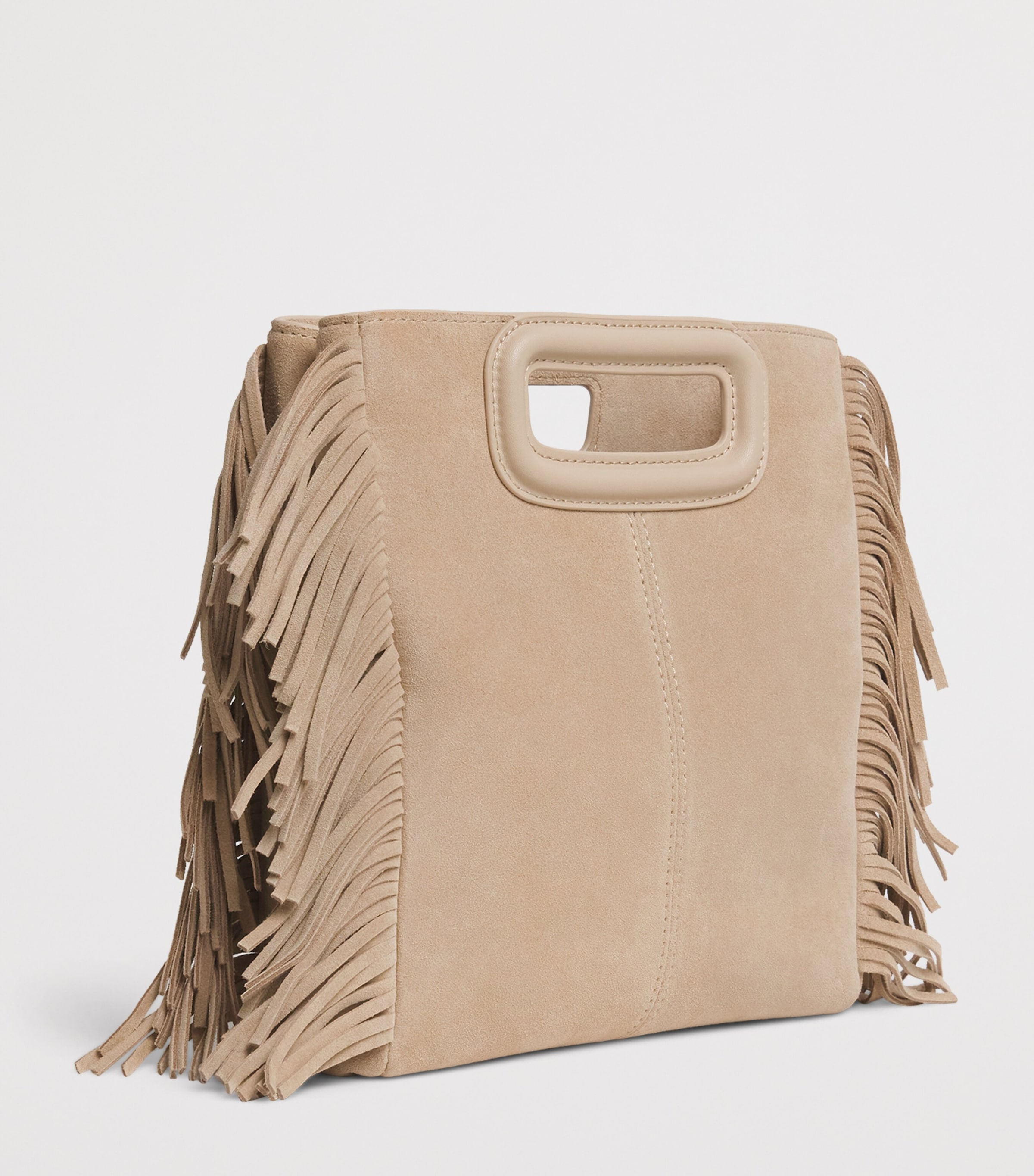 Maje Suede Fringed M Top-Handle Bag Cappucino Image 3