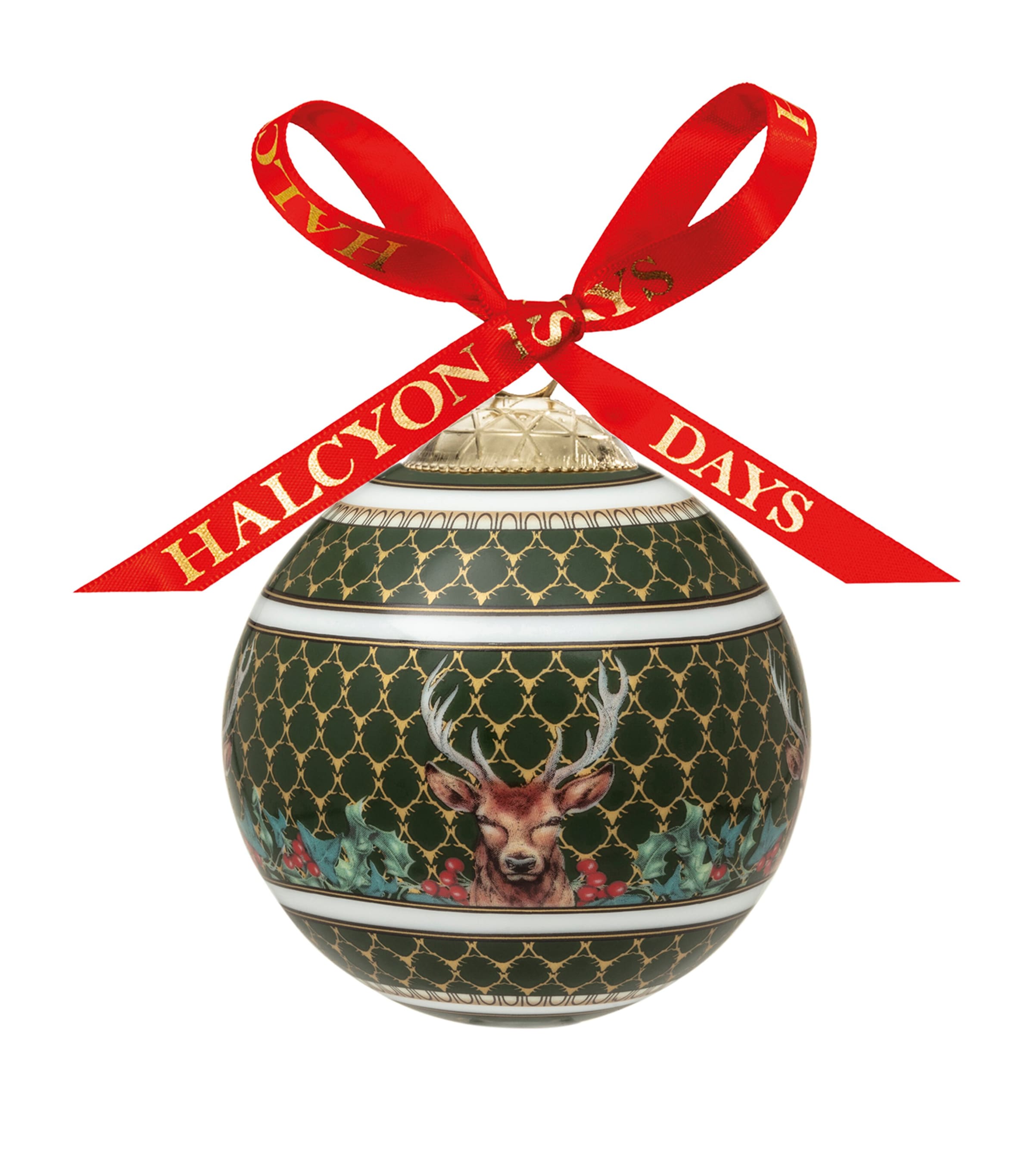 Halcyon Days Antler Trellis Stag Bauble In Green
