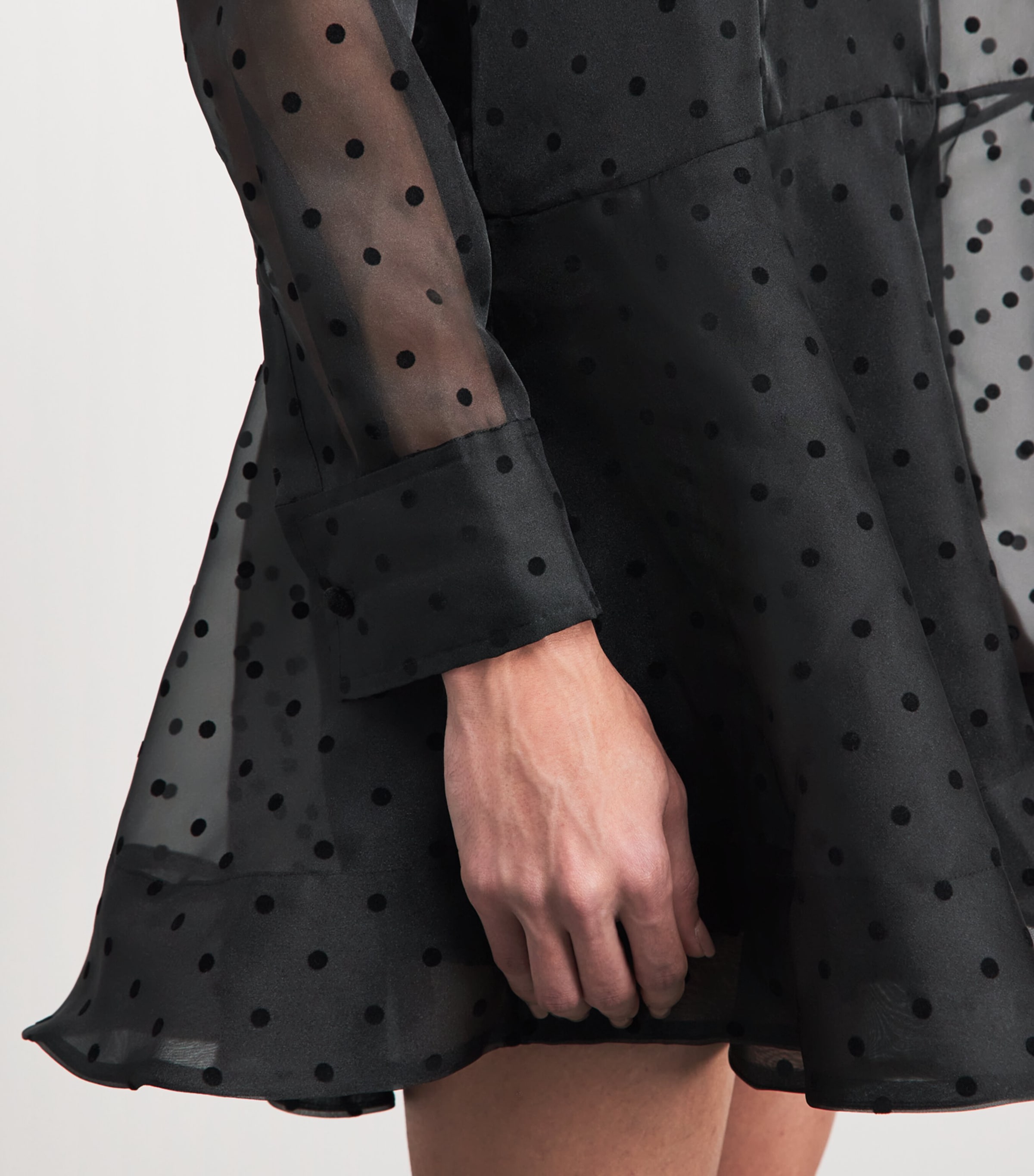 GANNI Womens Organza Polka-Dot Mini Dress Black Image 3