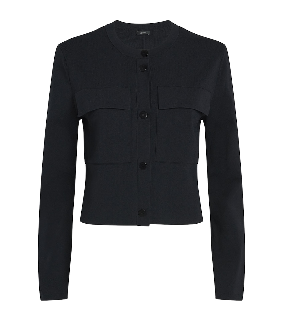 Stretch-Knit Cardigan Jacket BLACK Image 1