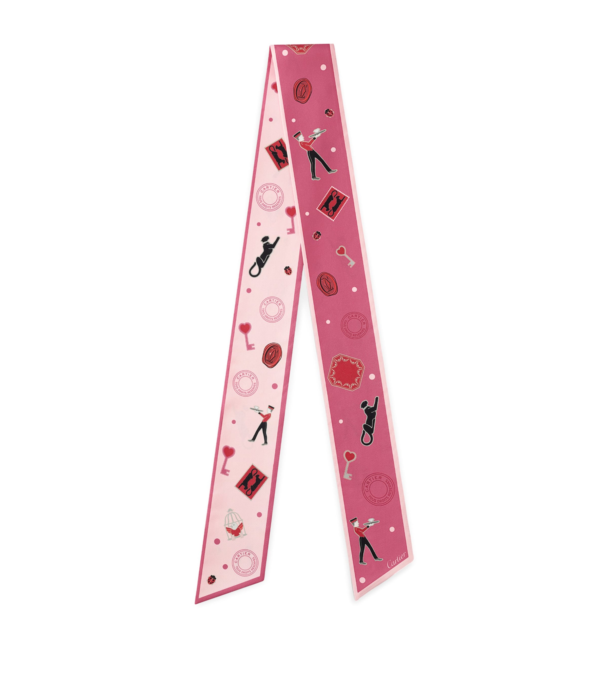 Cartier Womens Pink Diabolo De Graphic-print Bandeau Silk Scarf