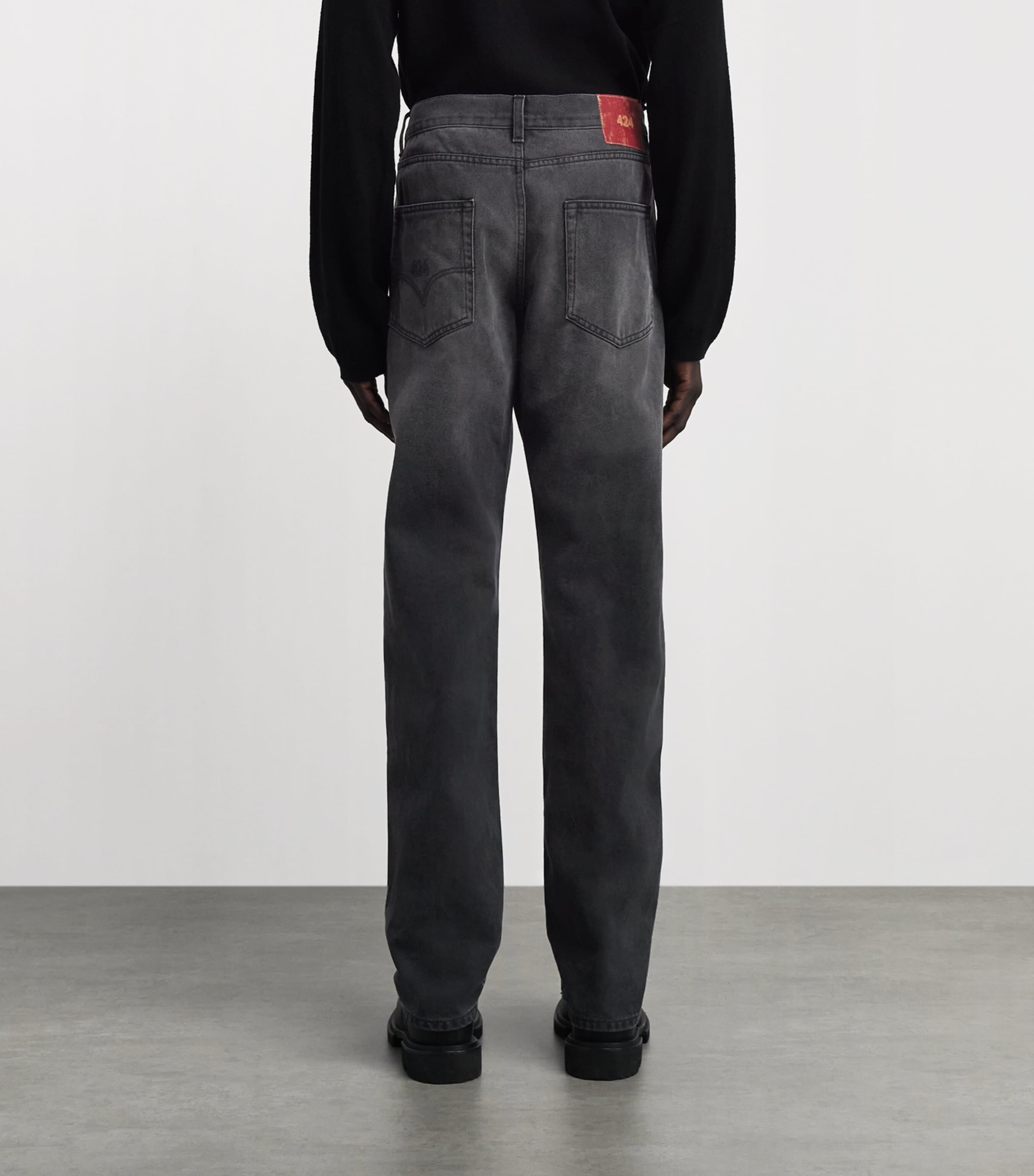 424 Mens Loose Wide-Leg Jeans Black Image 5