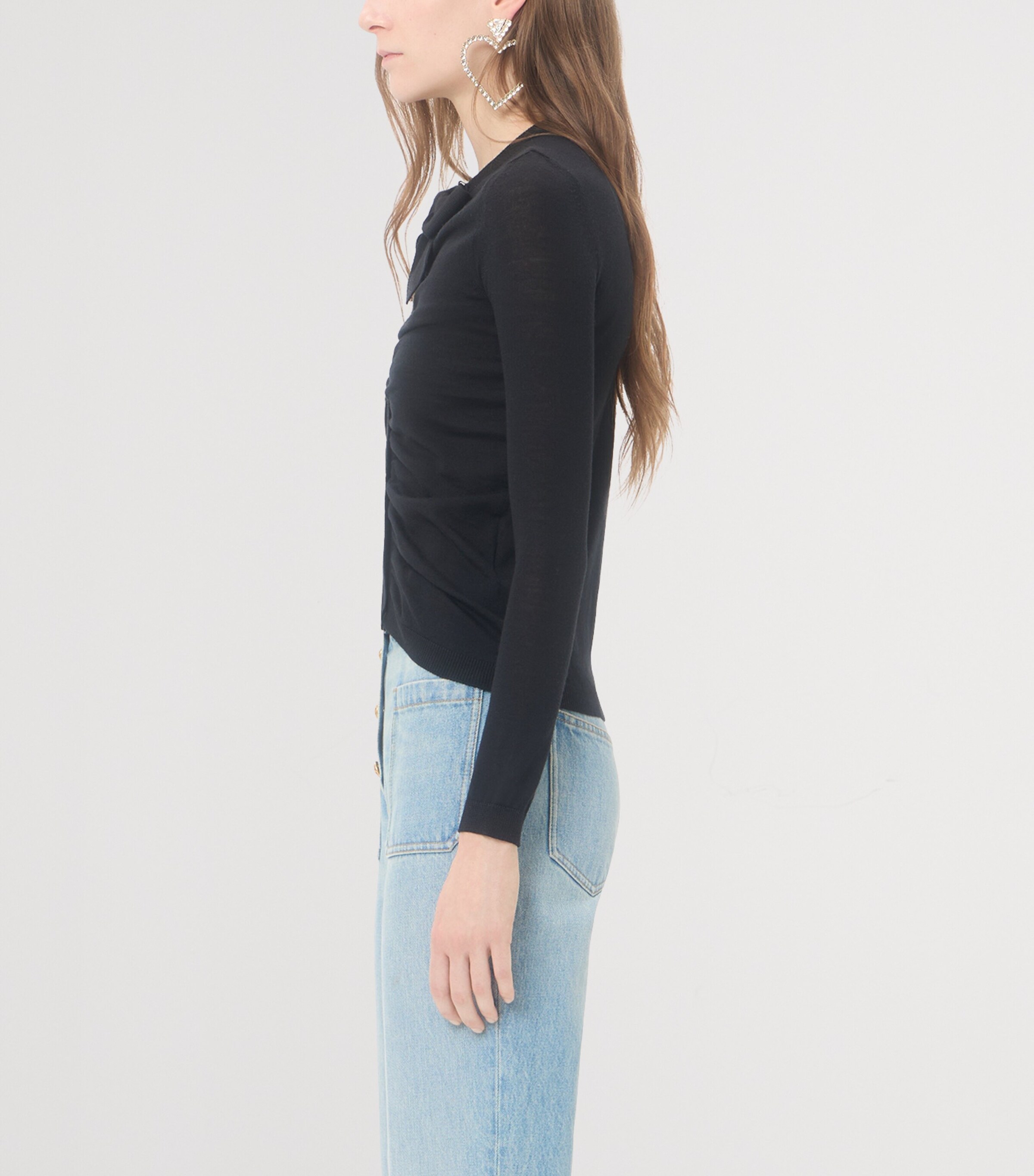 Valentino Womens Ruched Bow-Detail Cardigan Image 3