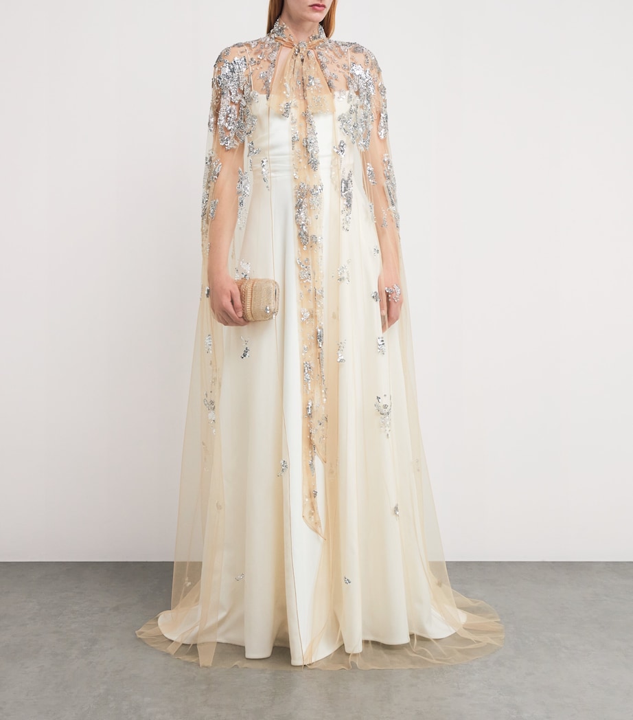 Zuhair Murad Womens Sequin-Embellished Cape Nogt / Slvr Image 2