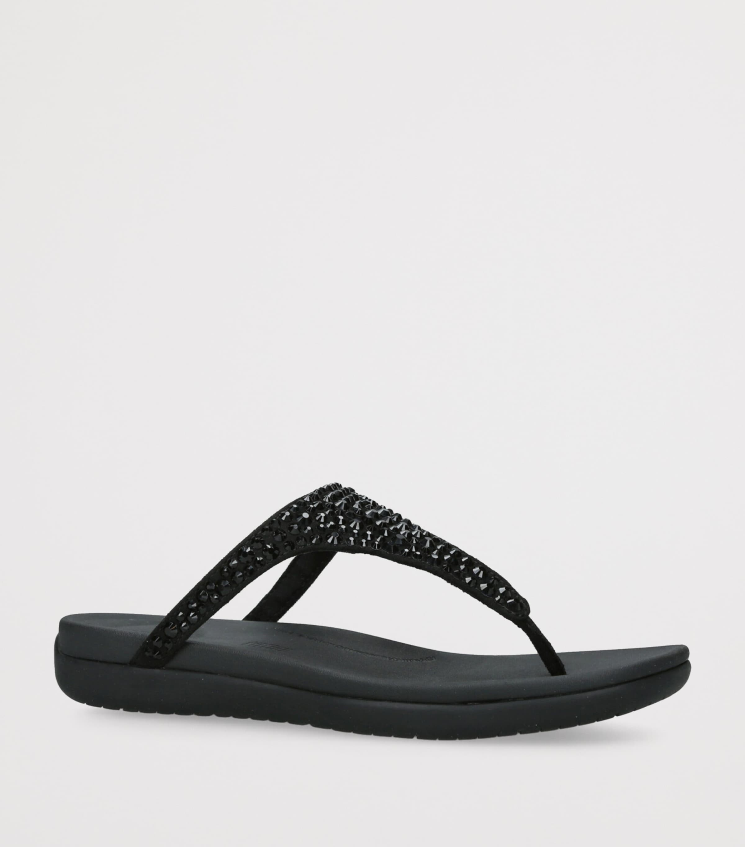FitFlop Solay Crystal Flip Flops Black Image 3